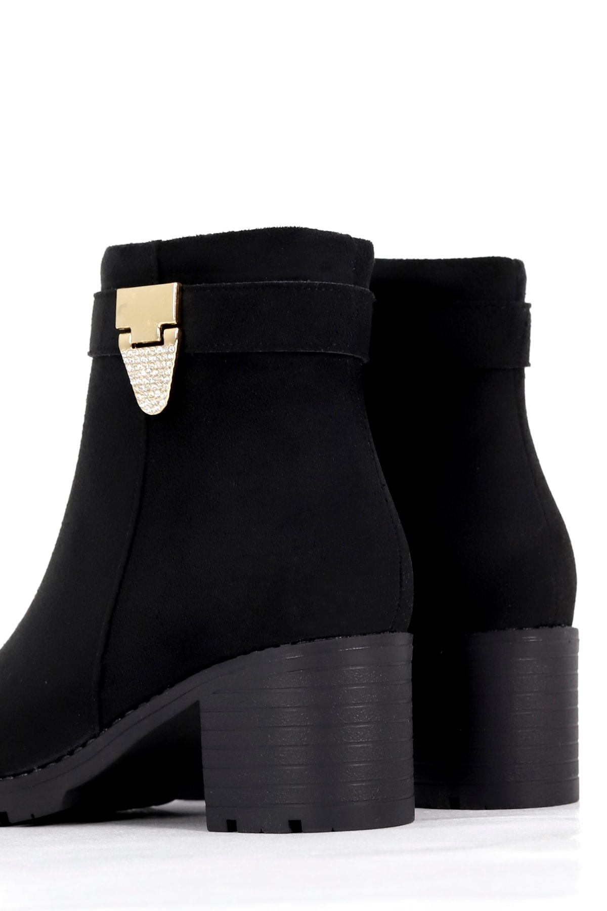 BLN 765 Gold Metal Taş Toka Detay Yarım Bot