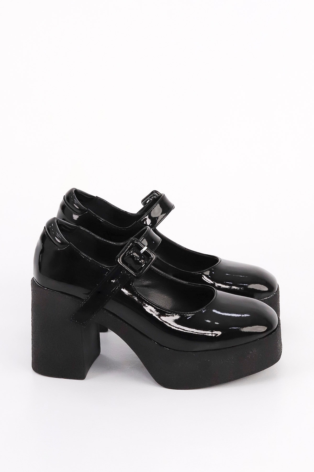 SM 3262 Kemerli Yüksek Topuklu Loafer - SİYAH RUGAN