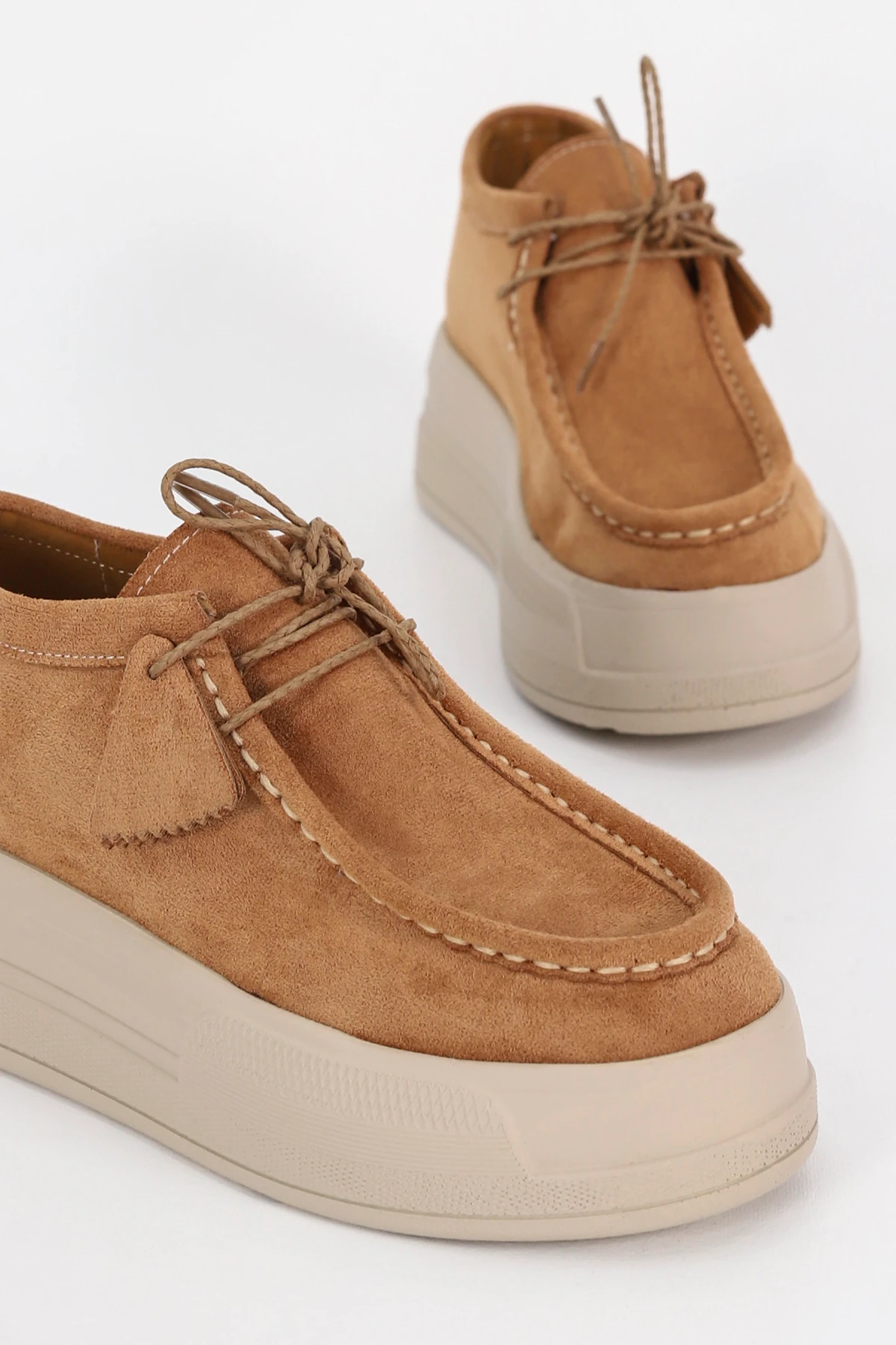 FRM 0038 Bağcıklı Tabanlı Loafer - TABA SÜET