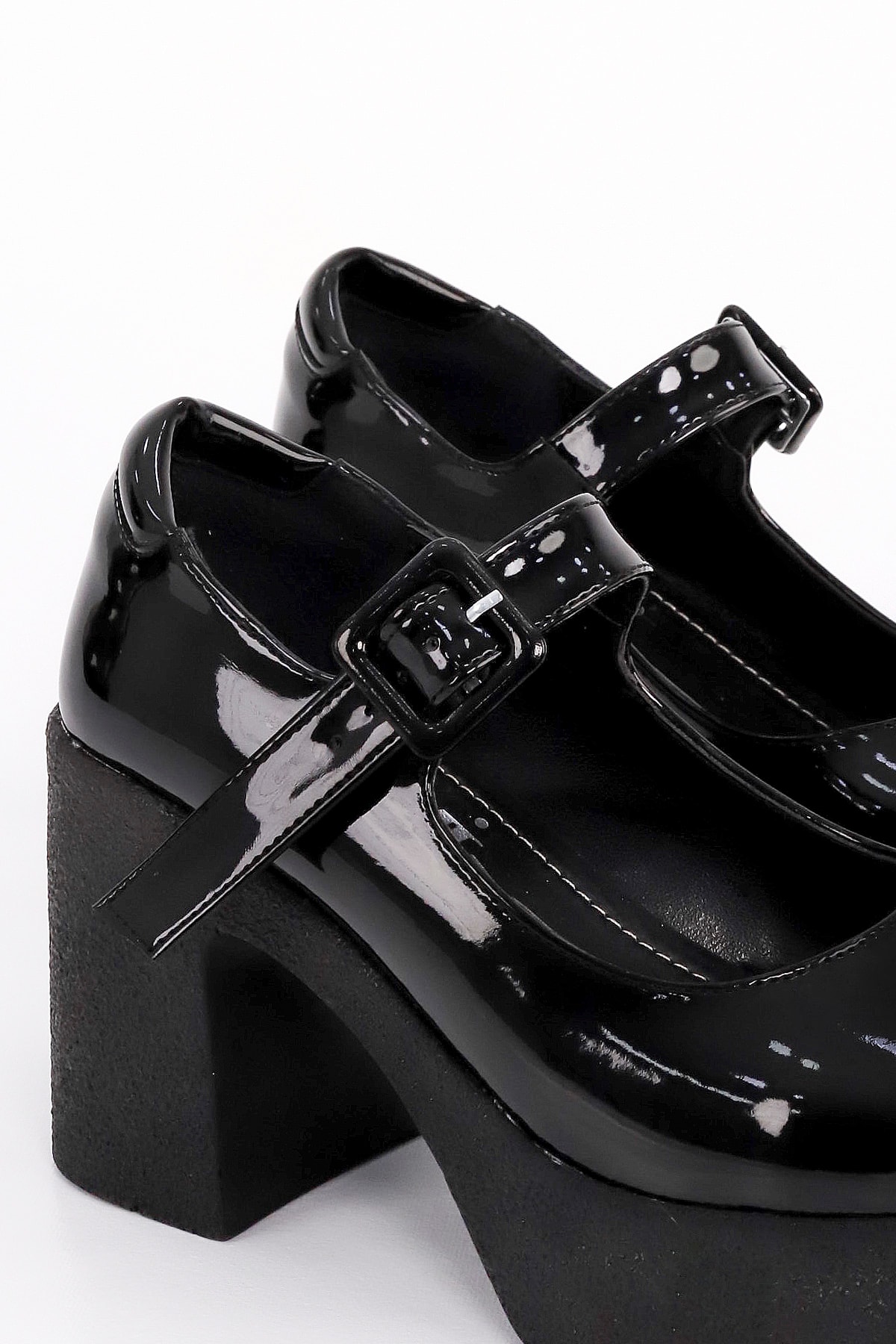 SM 3262 Kemerli Yüksek Topuklu Loafer - SİYAH RUGAN