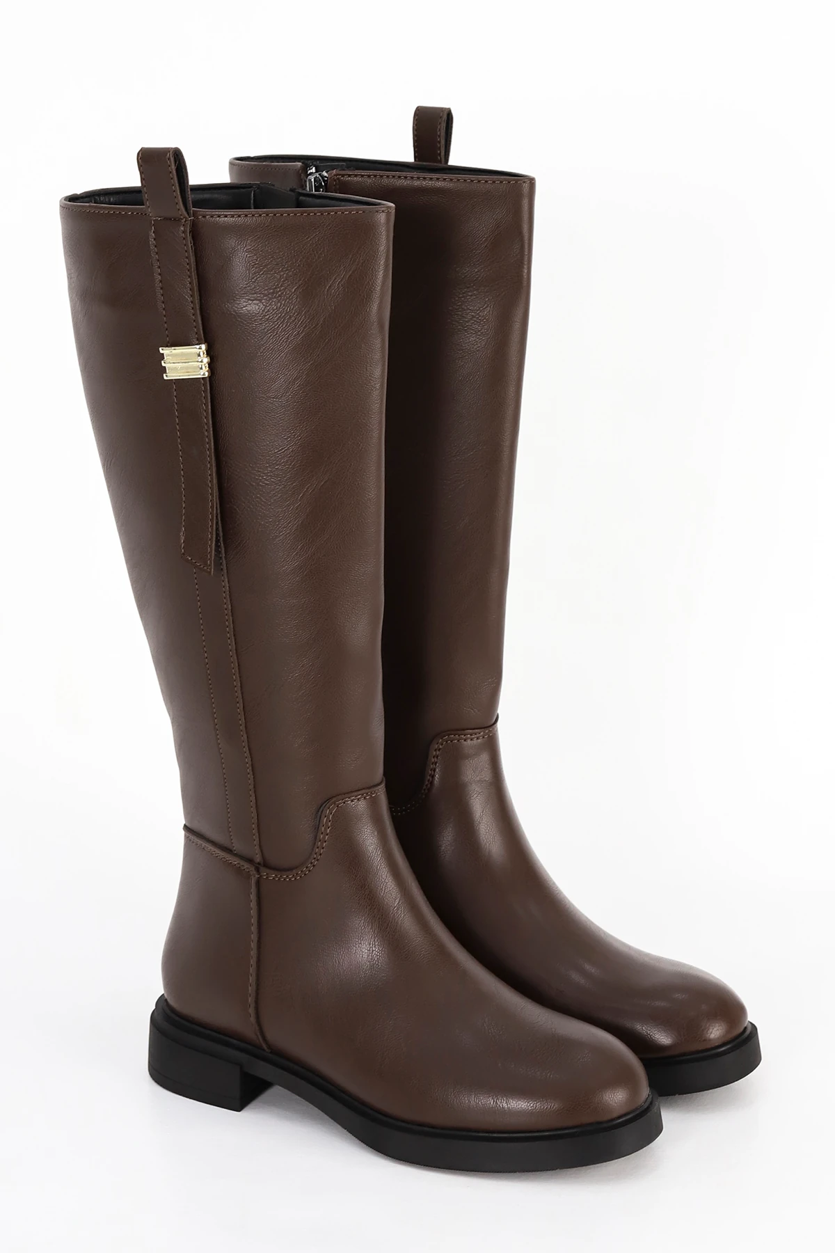 BTBRO-08 Binici Yan Toka Detay Alçak Taban Diz Altı Çizme - KAHVE-DERİ