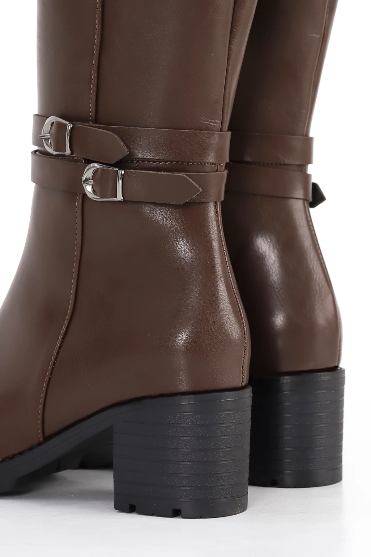 BLN 746 Çift Toka Detaylı Diz Altı Çizme