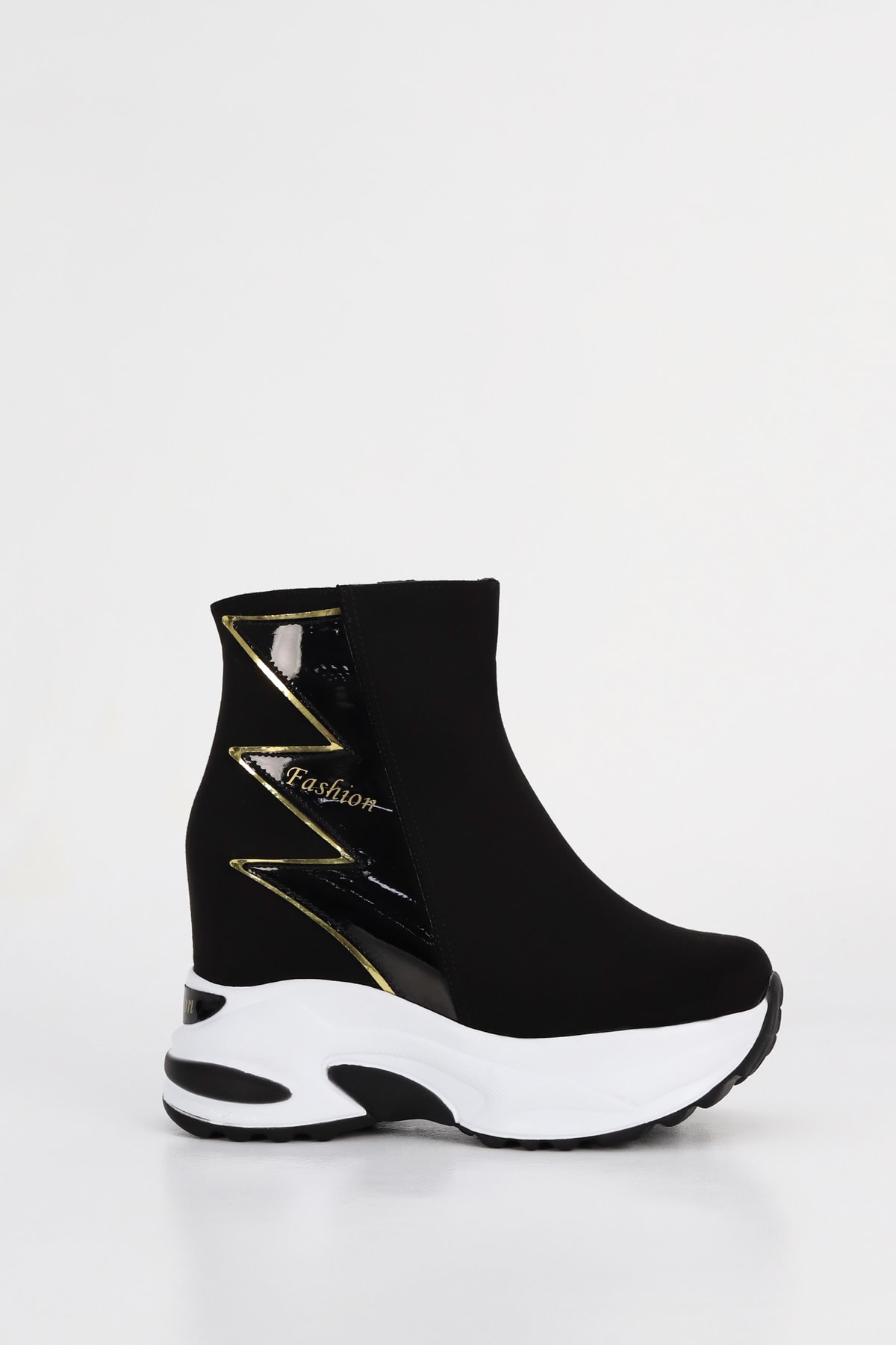 RG 002 Fashion Gizli Ökçeli Tabanlı Yarım Bot - SİYAH SUET