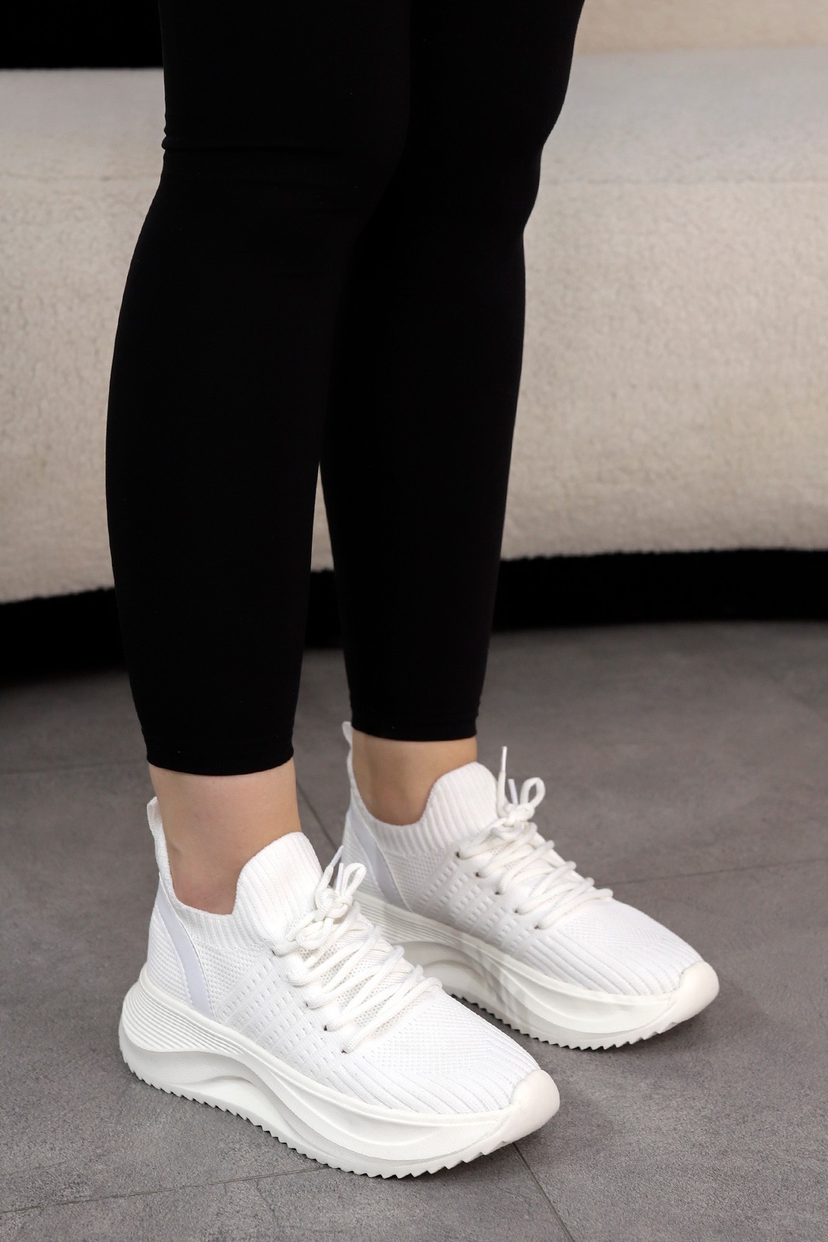 DM 708 Bağcıklı Triko Spor Ayakkabı