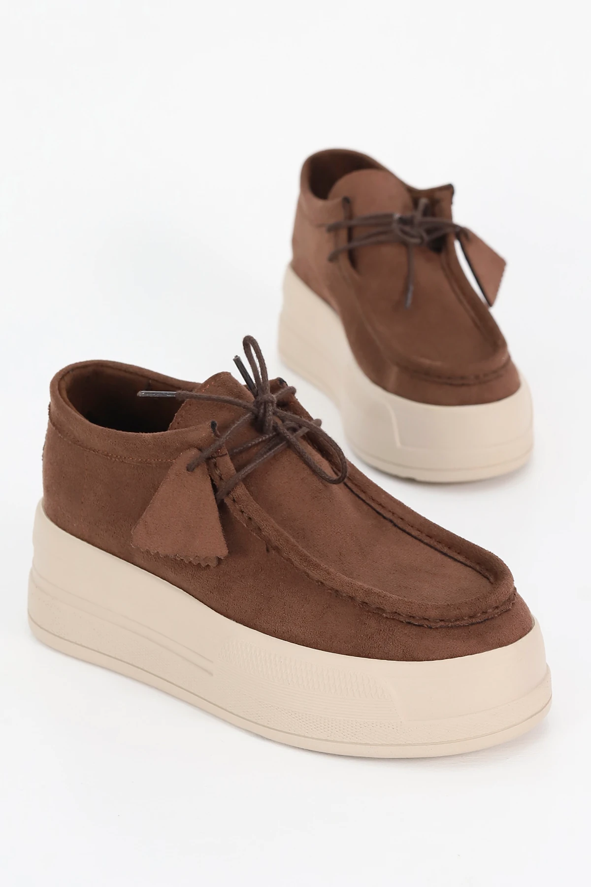 FRM 0038 Bağcıklı Tabanlı Loafer - KAHVE SÜET