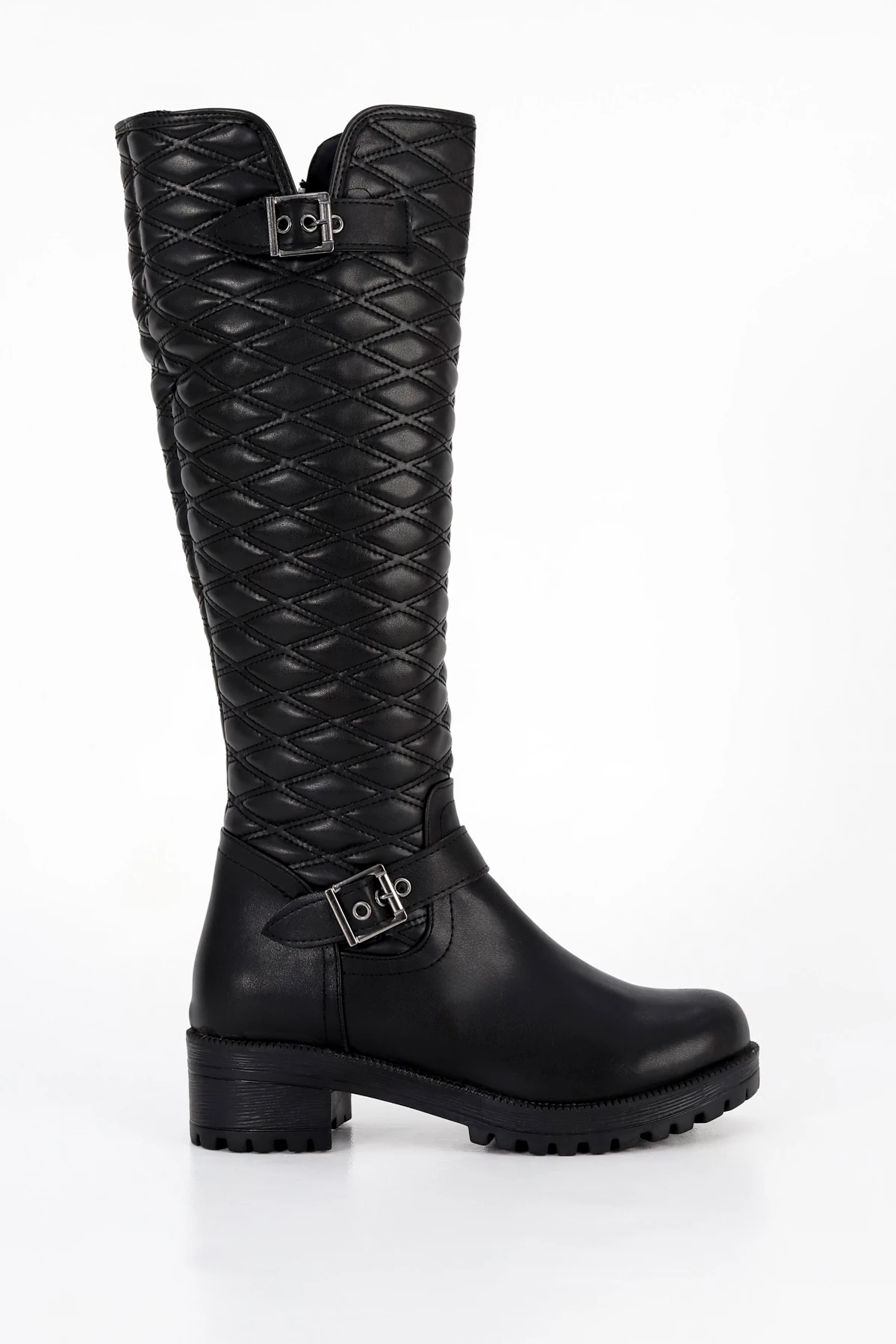 BLN 609 Kapitone Desen Toka Detaylı Diz Altı Çizme