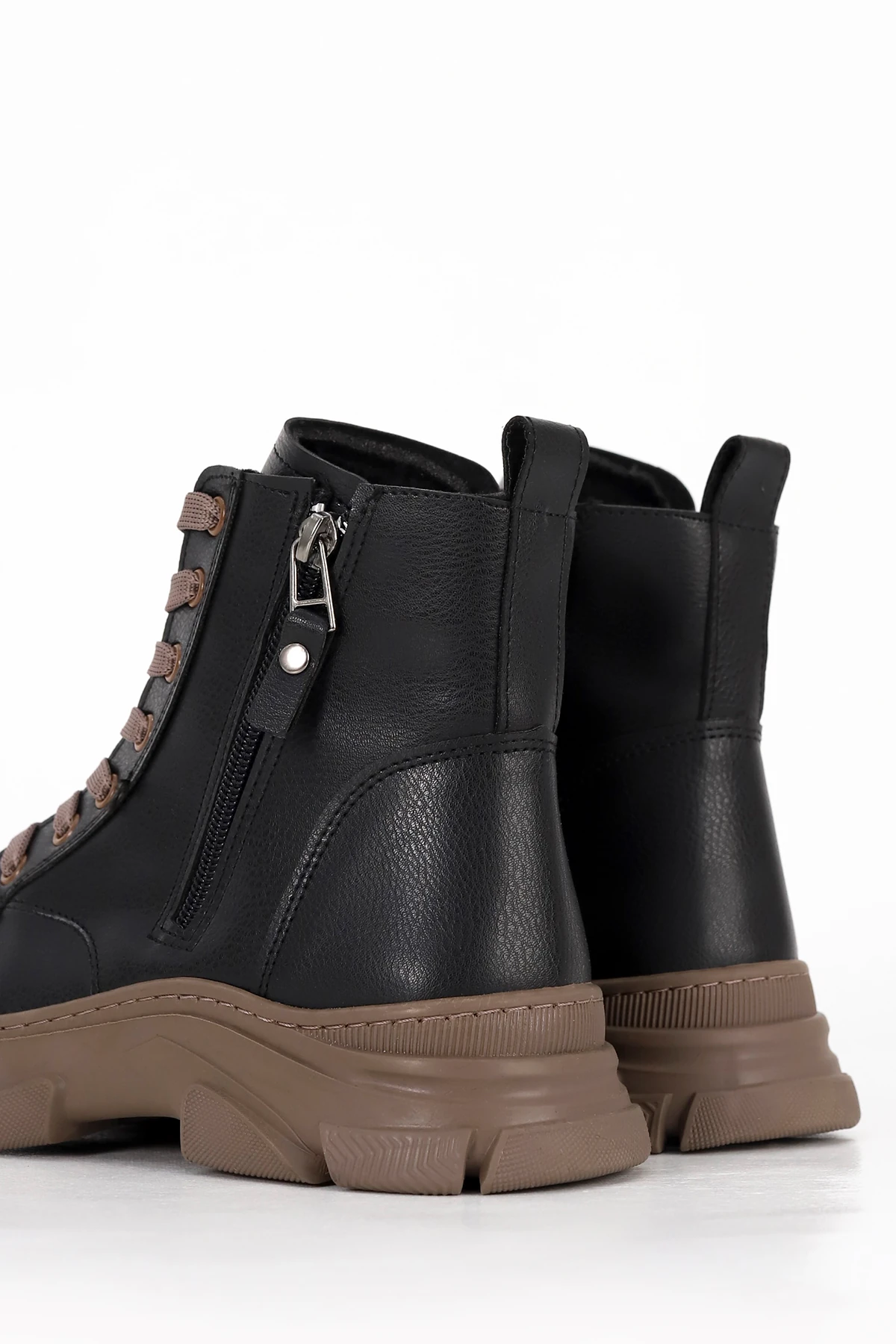 CNF 586 Fermuar Taylı TErmo Taban Yarım Bot - SİYAH-DERİ