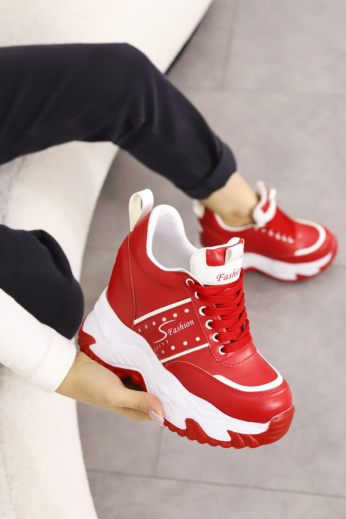 ANGEL Yüksek Tabanlı Bağcıklı Spor Ayakkabı