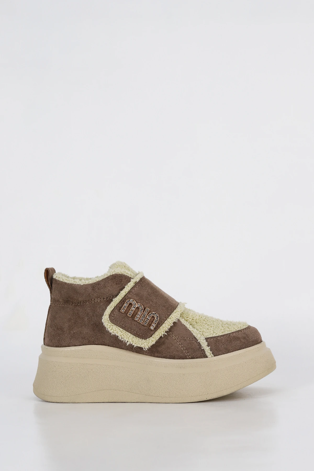 MDL 614 Taş Toka Detaylı Kürklü Yarım Bot - VİZON SUET