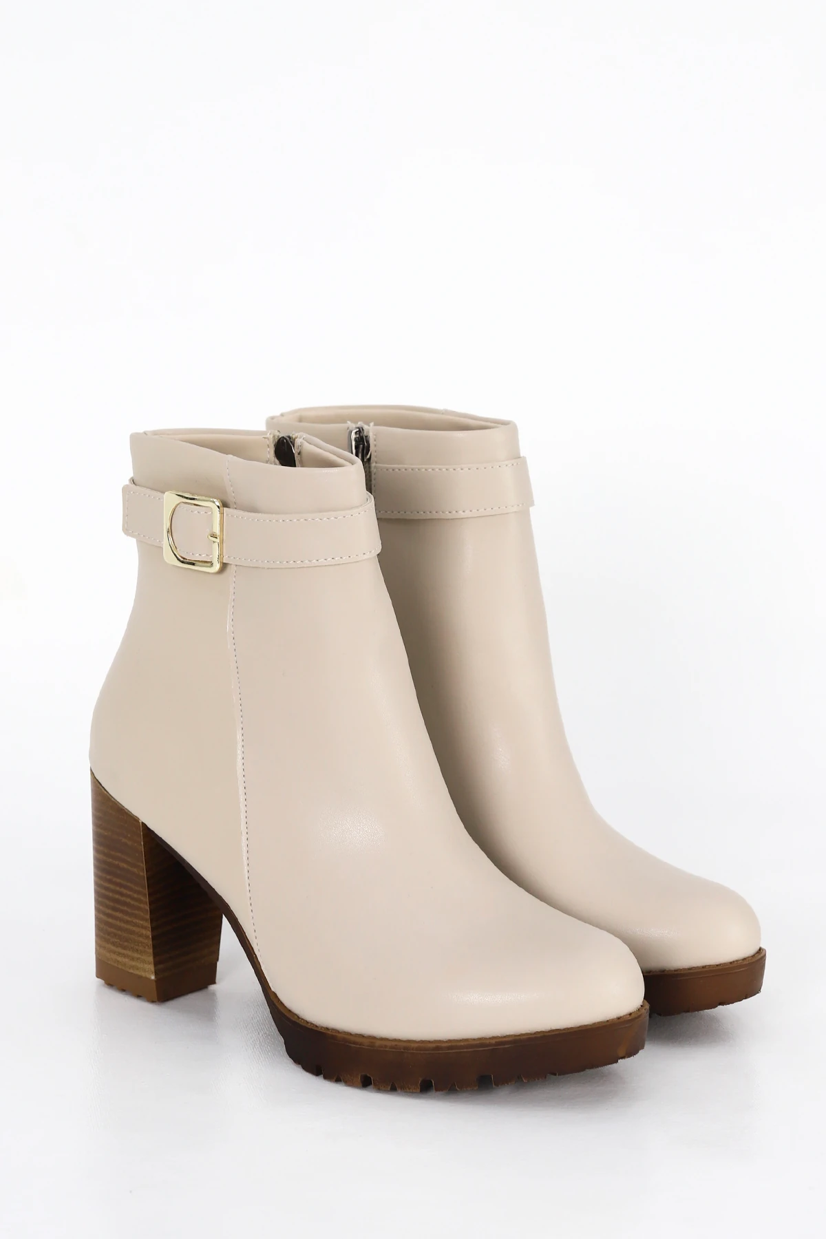 BLN ST535 Kemer Toka Detaylı Yüksek Topuklu Yarım Bot