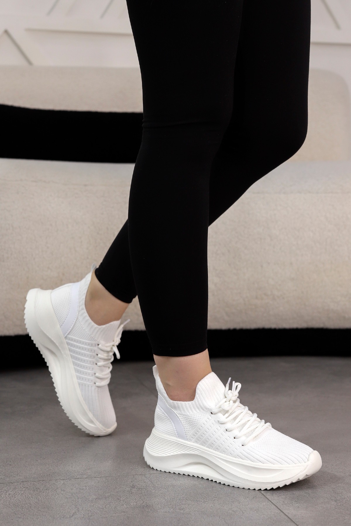 DM 708 Bağcıklı Triko Spor Ayakkabı