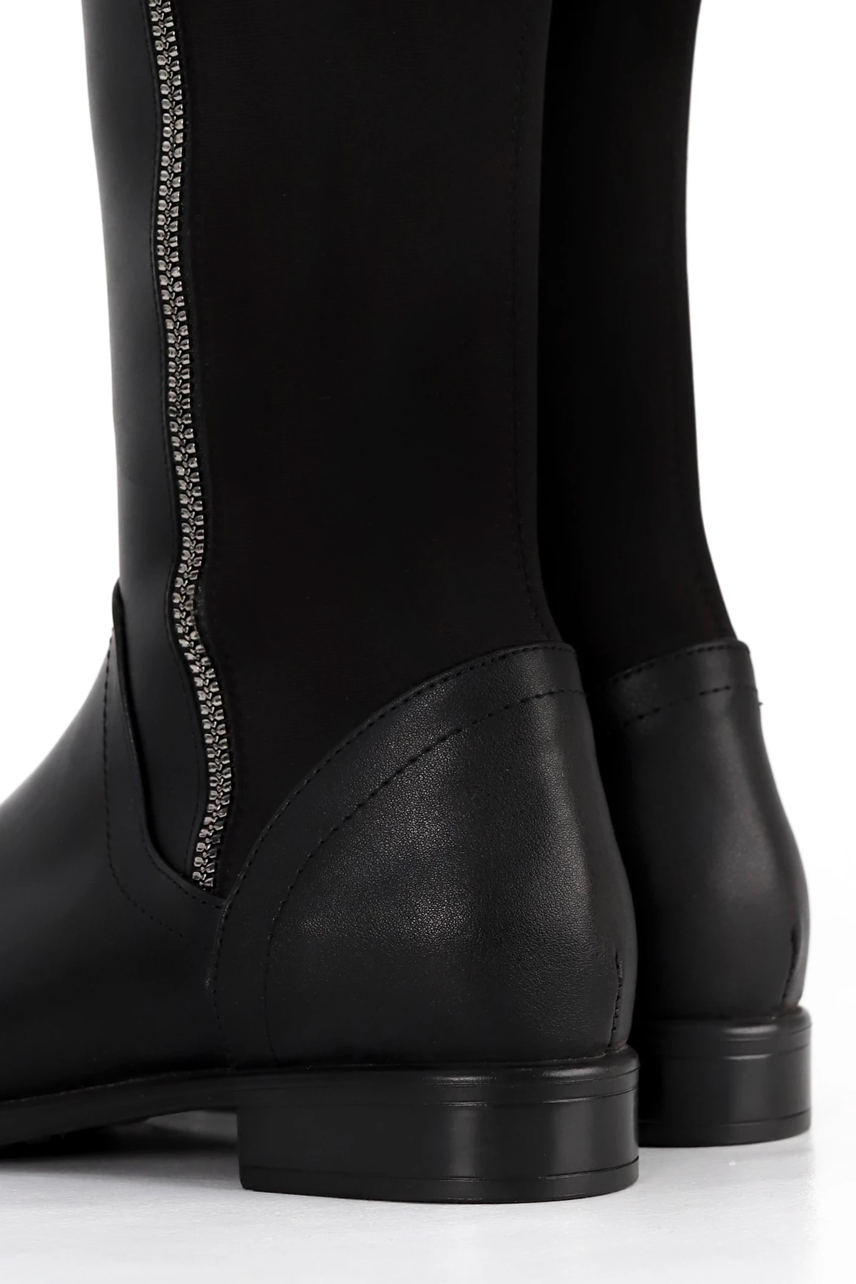 BLN 509 Yan Fermuar Detay Arka Streç Diz Altı Çizme