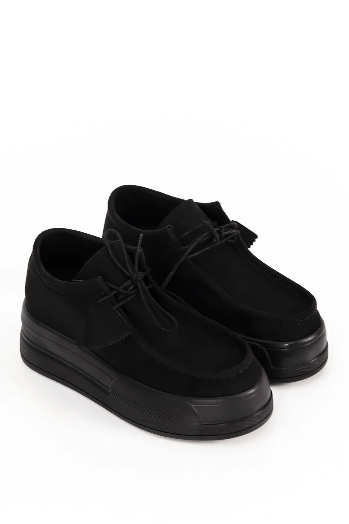 FRM 0038 Bağcıklı Tabanlı Loafer - SİYAH SUET