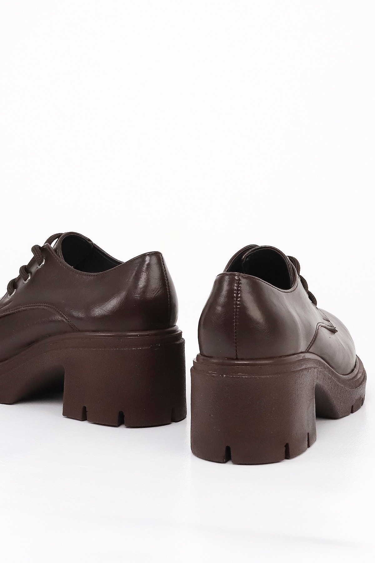 JVL 707 Bağcıklı Topuklu Loafer - KAHVE