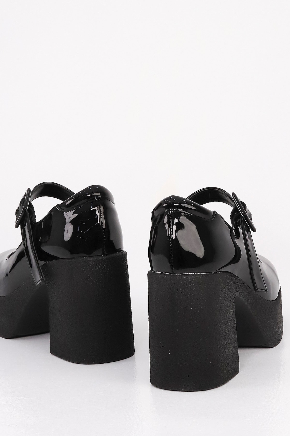 SM 3262 Kemerli Yüksek Topuklu Loafer - SİYAH RUGAN