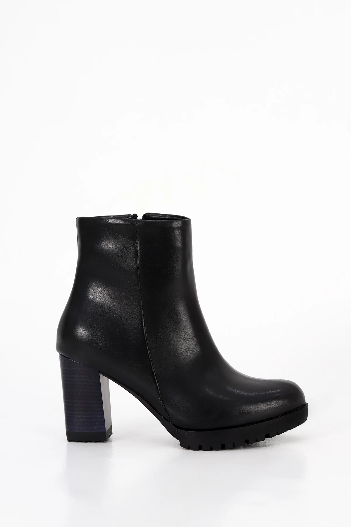 BLN ST515 Yüksek Topuklu Yarım Bot - SİYAH-DERİ
