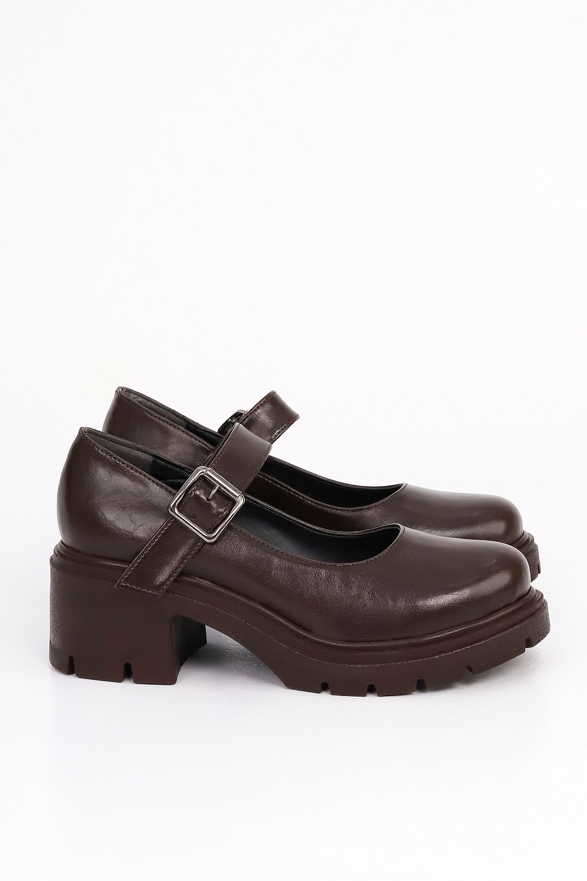 JVL 708 Kemerli Topuklu Loafer - KAHVE
