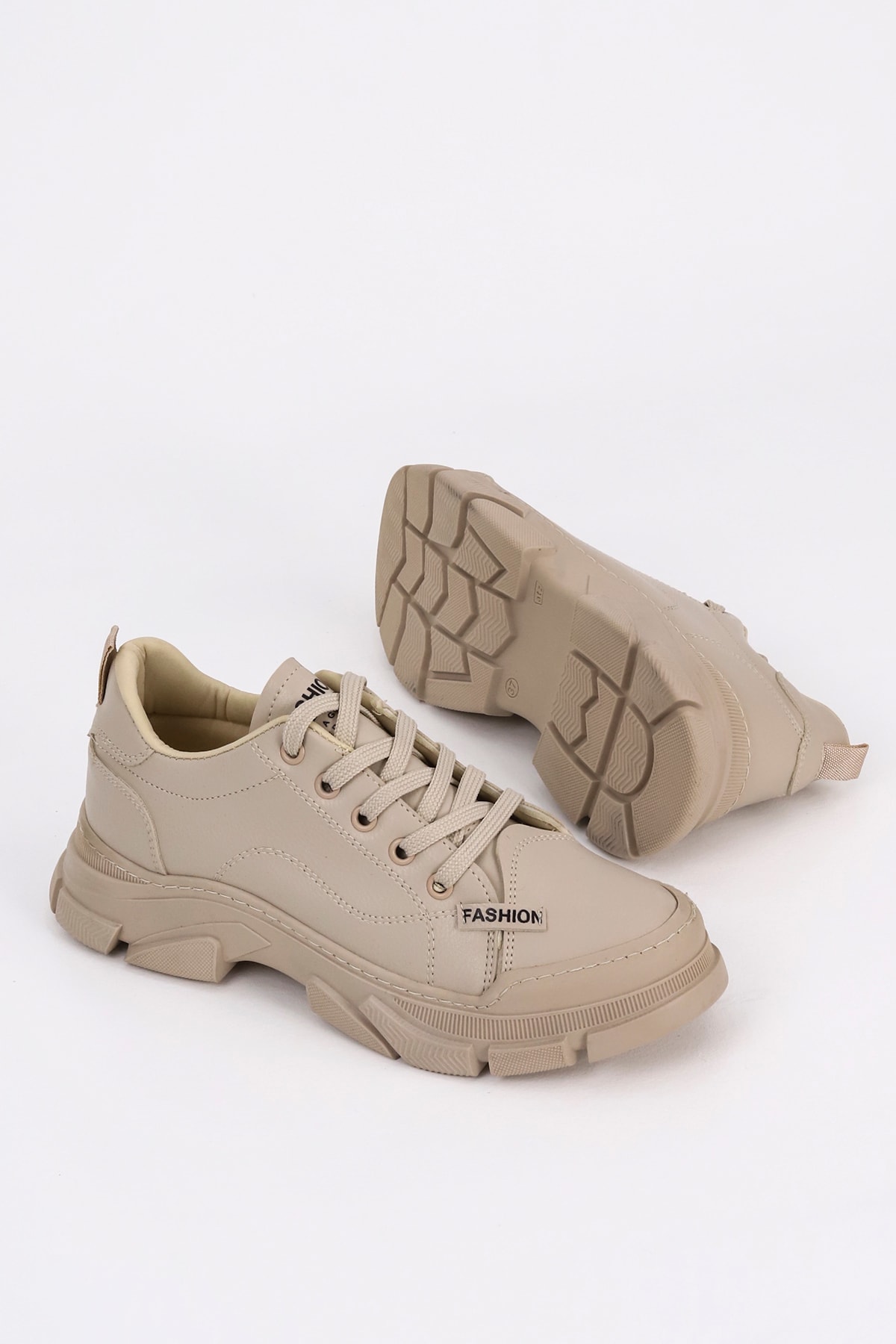 CNF 485 Fashion Bağcıklı Spor Ayakkabı - BEJ