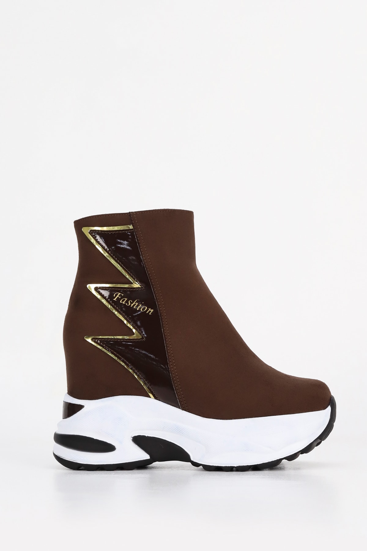 RG 002 Fashion Gizli Ökçeli Tabanlı Yarım Bot - KAHVE SÜET