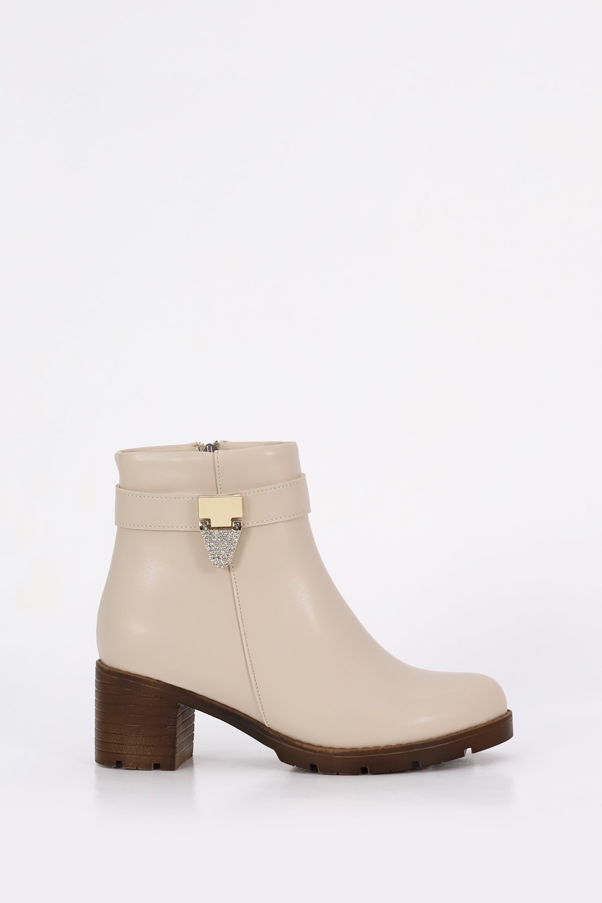 BLN 765 Gold Metal Taş Toka Detay Yarım Bot