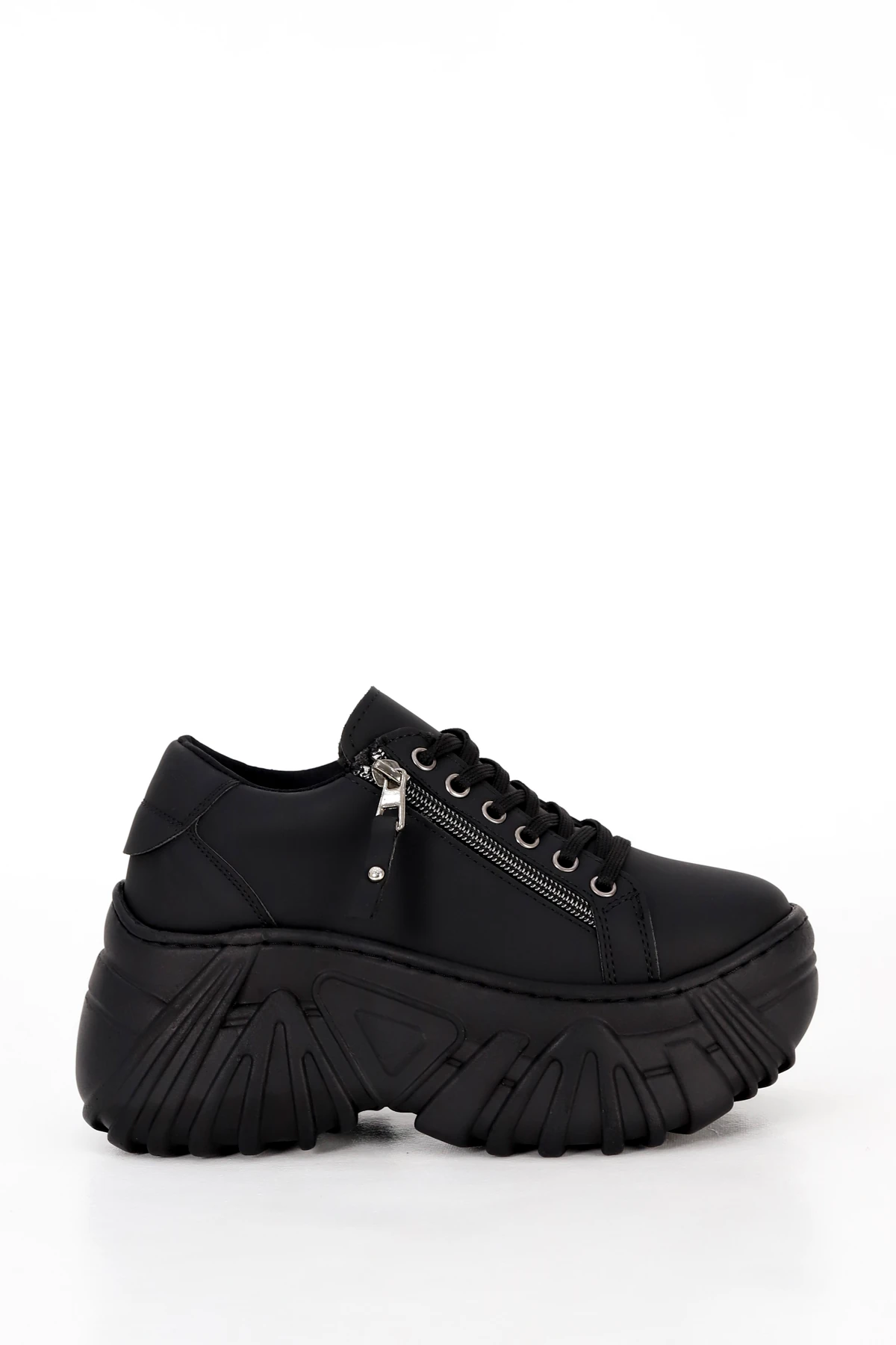 SP156 Yüksek Tabanlı Fermuar Detaylı Bağcıklı Spor Ayakkabı