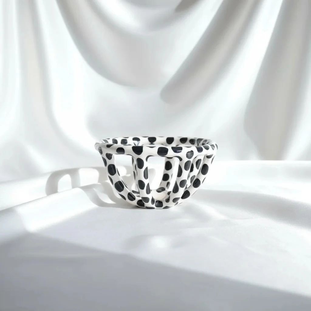 Siyah Benekli Seramik Sepet