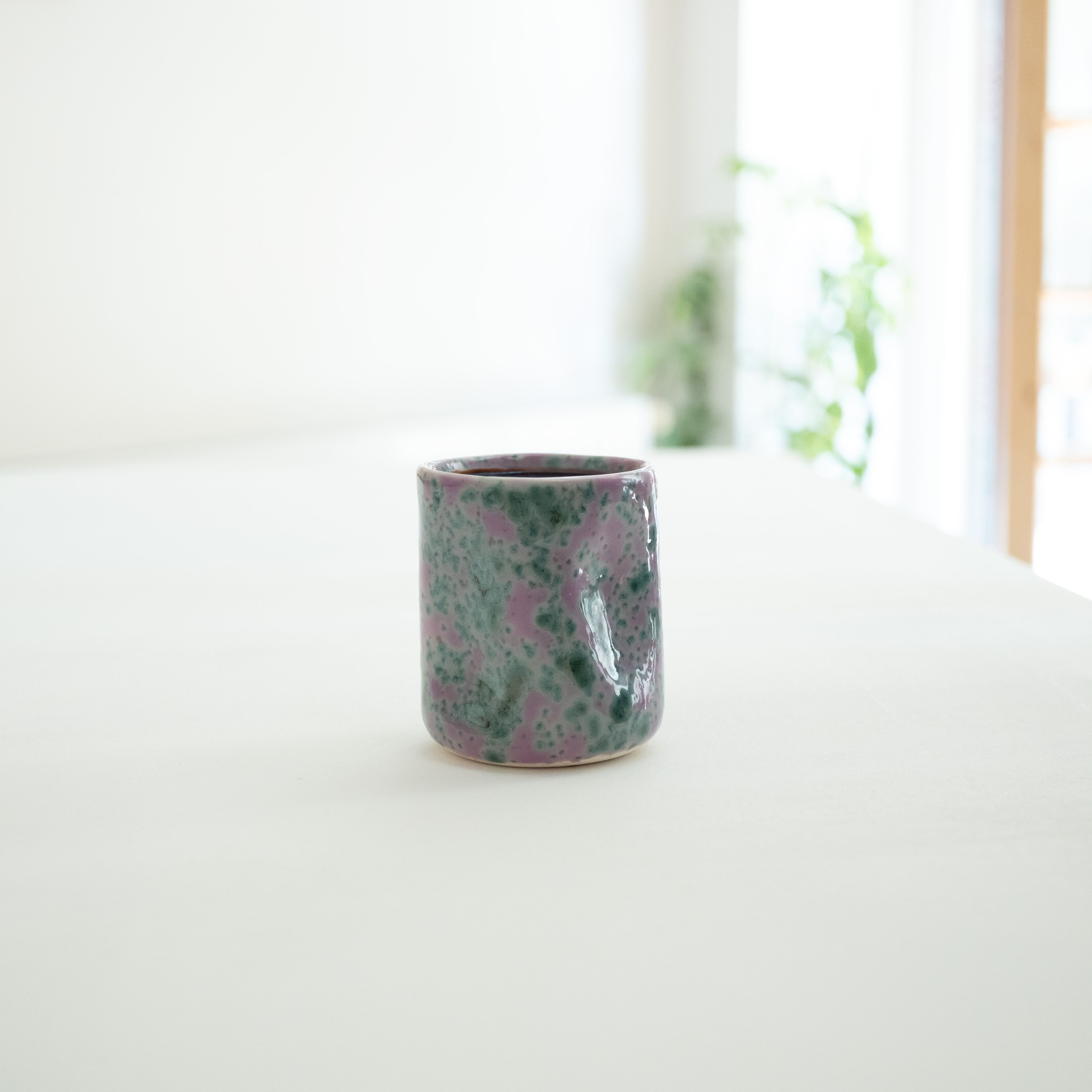 Striped Ceramic Handleless Tumbler