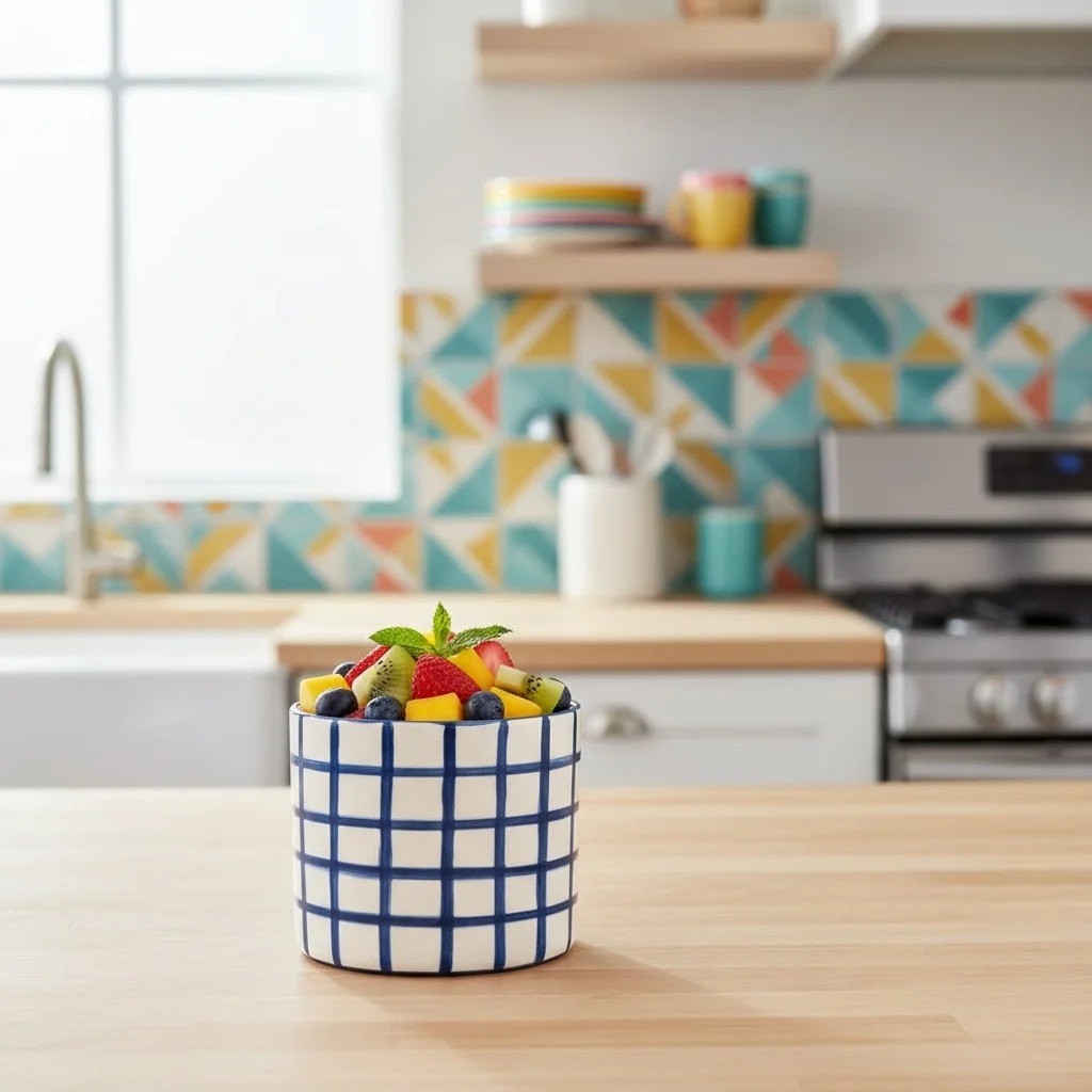Stoneware Striped Bowl