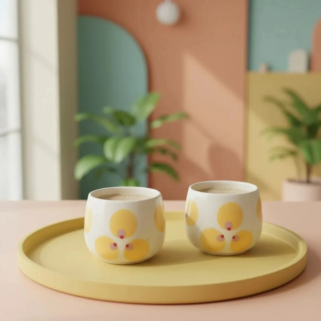 İkili Seramik Tombul Bardak