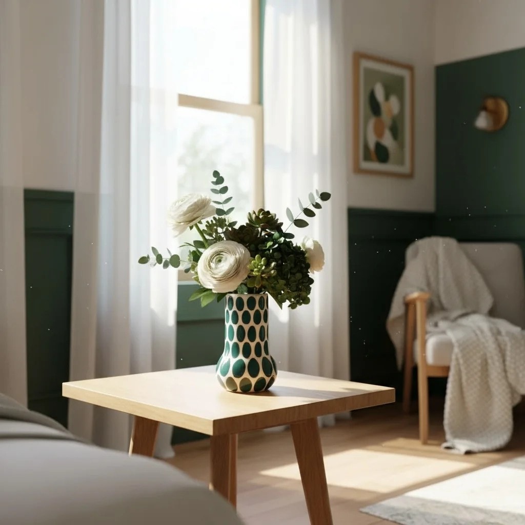 Green Speckled Ceramic Vase