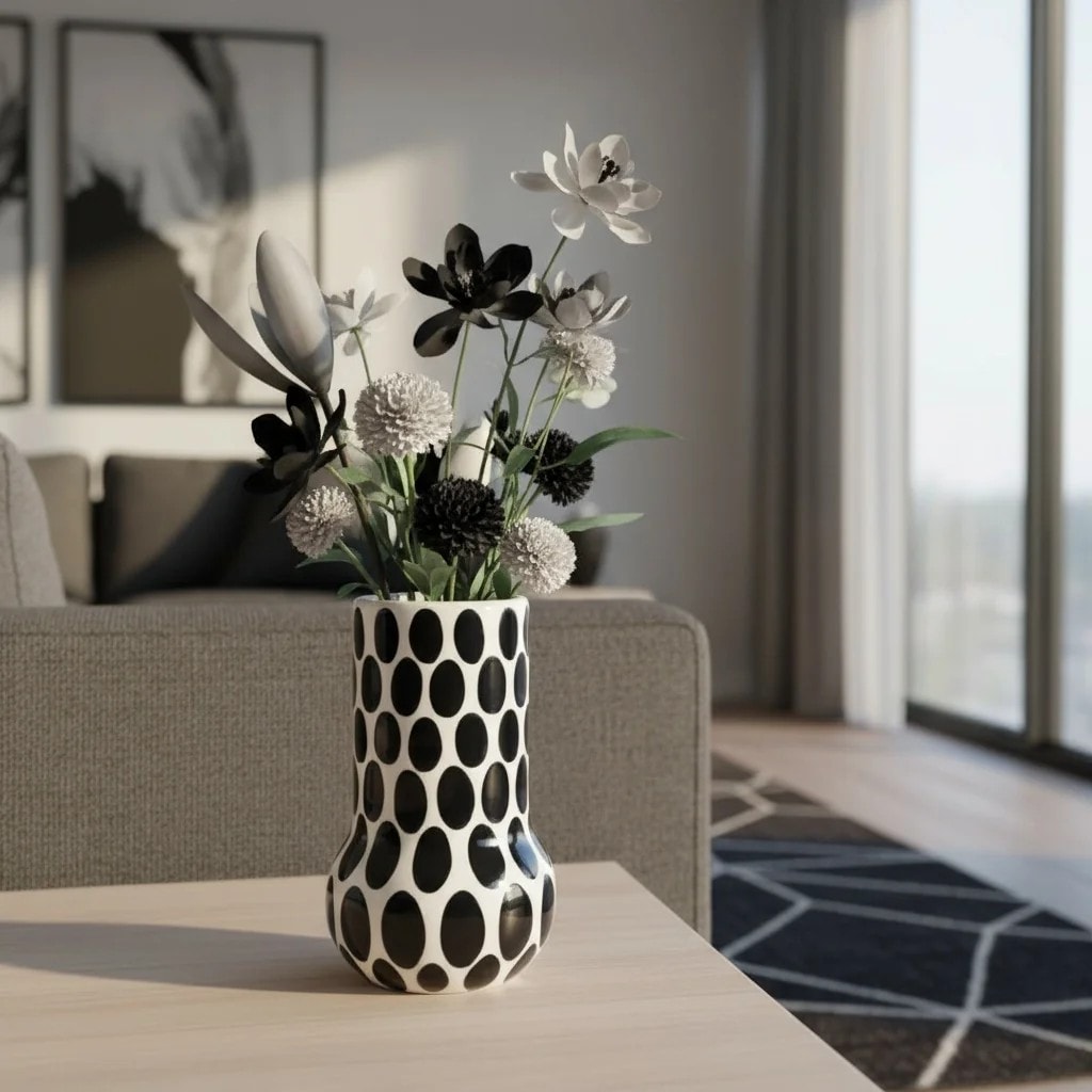Black Spotted Ceramic Vase