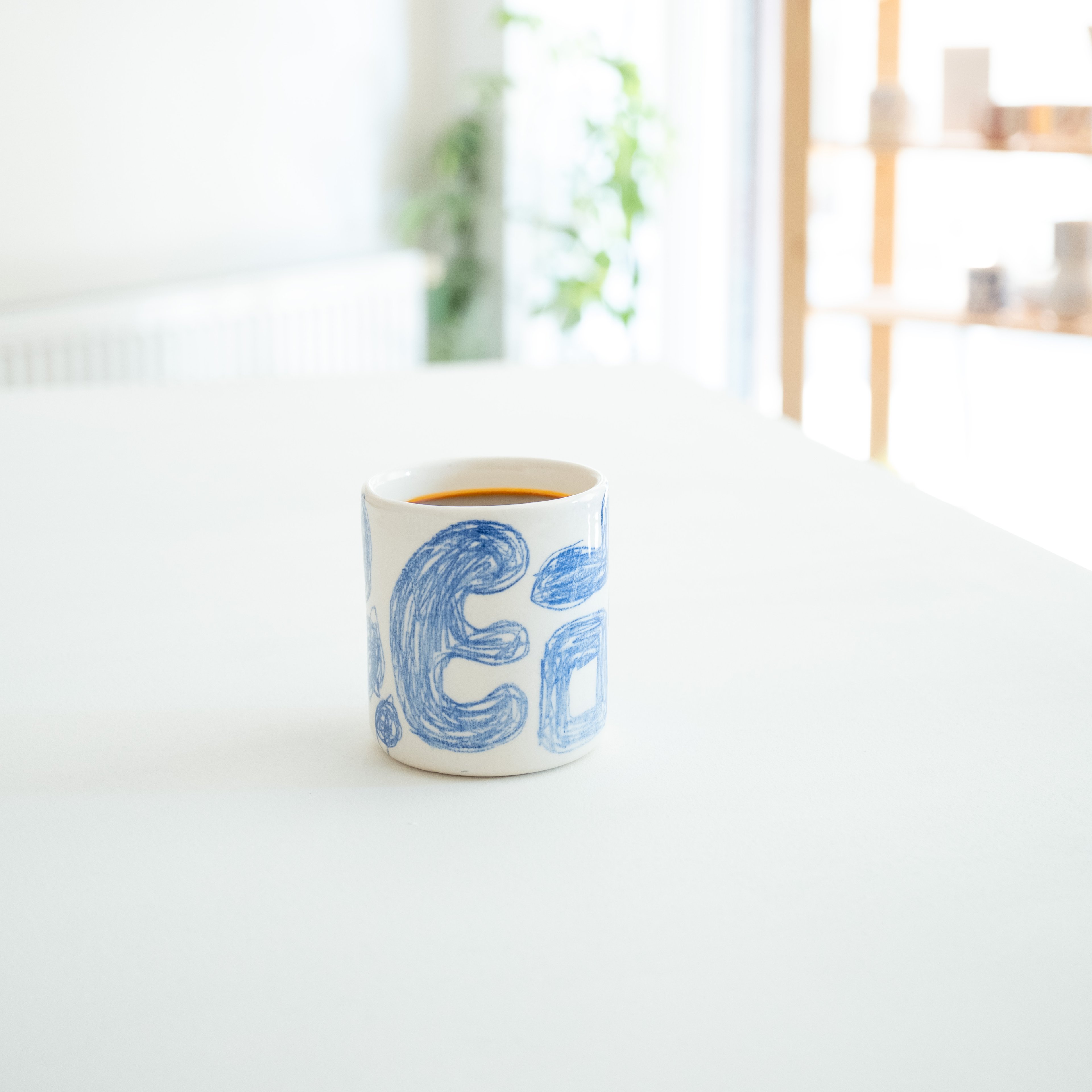 Striped Ceramic Handleless Tumbler