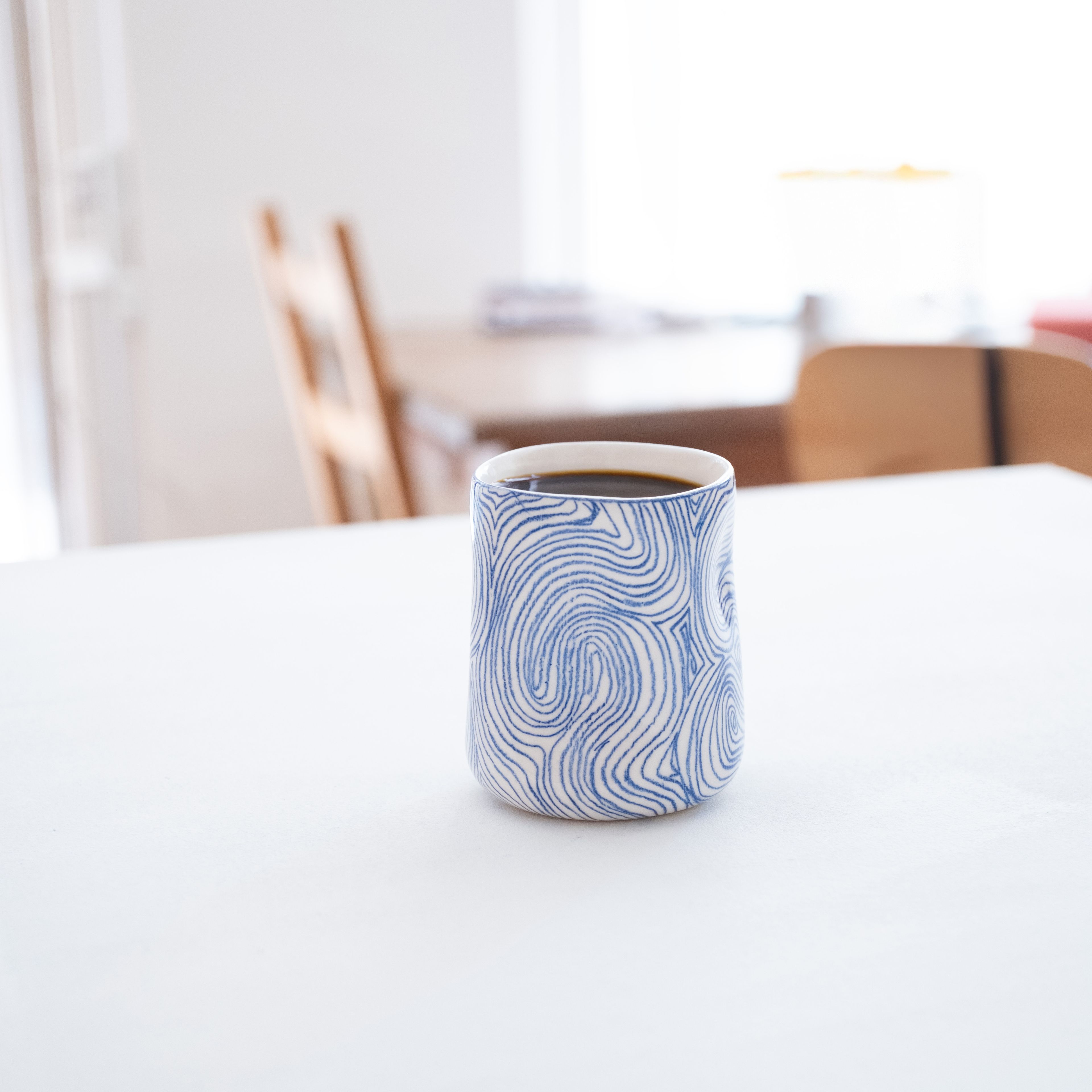 Striped Ceramic Handleless Tumbler