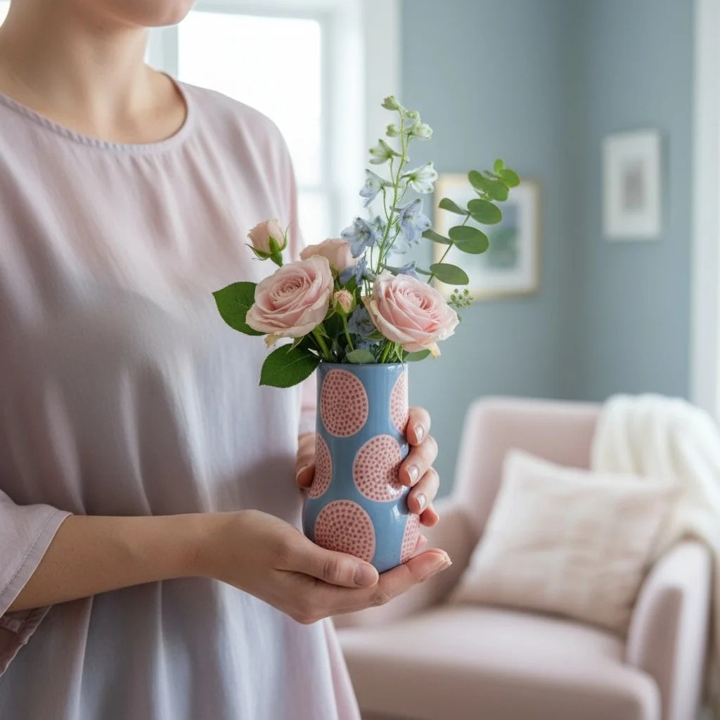 Pink Spotted Ceramic Vase