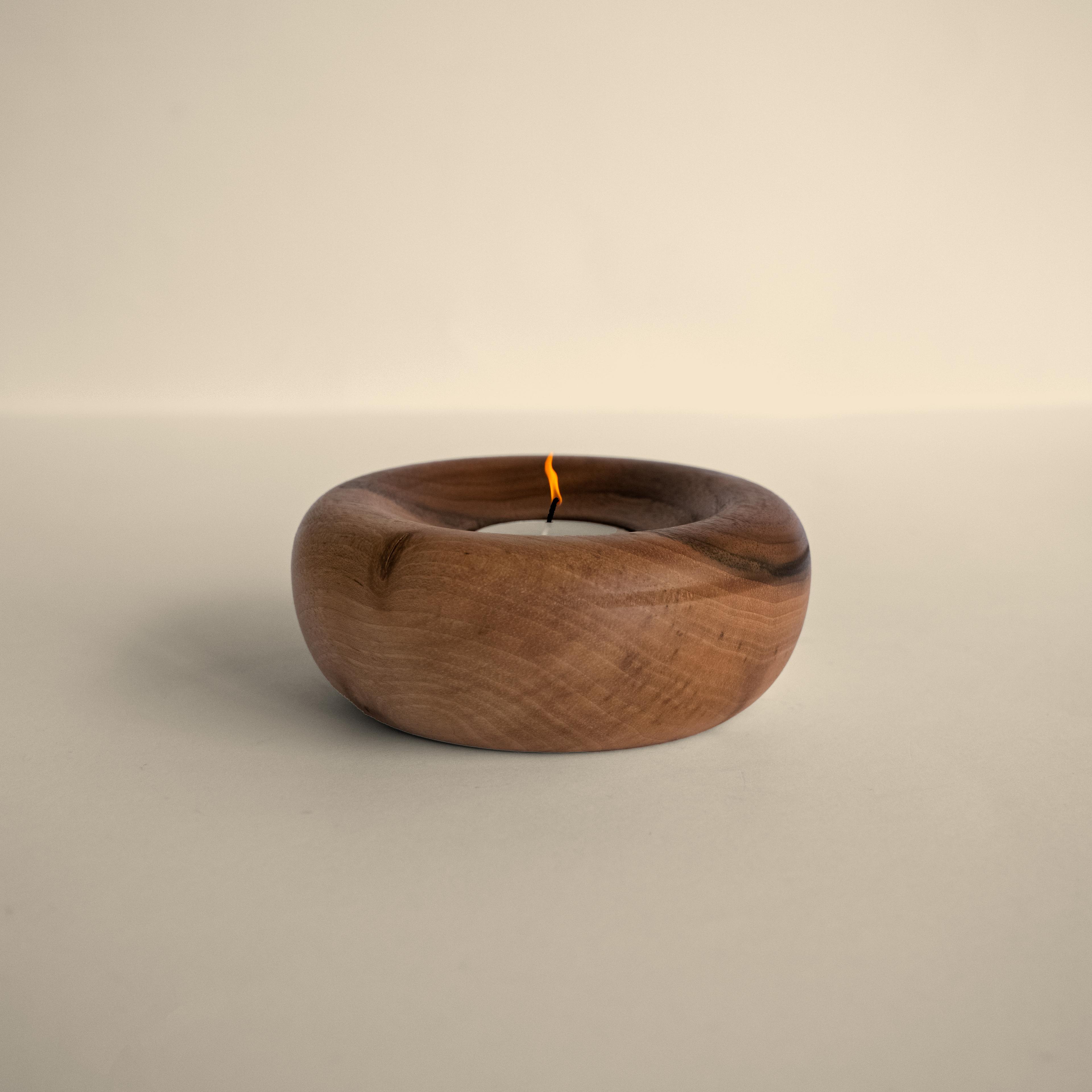 Walnut Wood Tealight Candle Holder