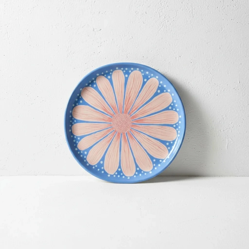 Çiçek Desenli Seramik Tabak