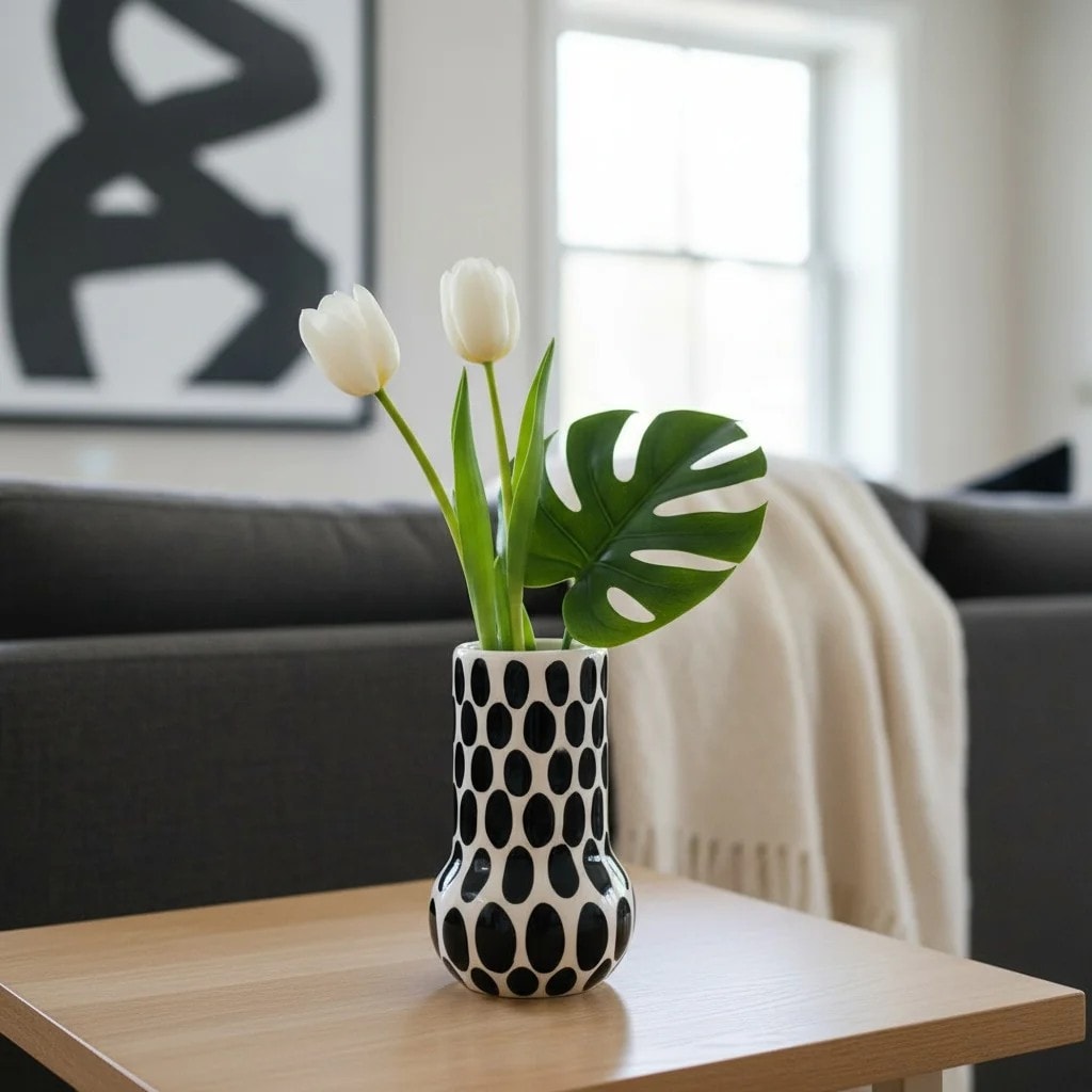 Black Spotted Ceramic Vase