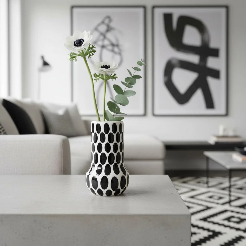 Black Spotted Ceramic Vase