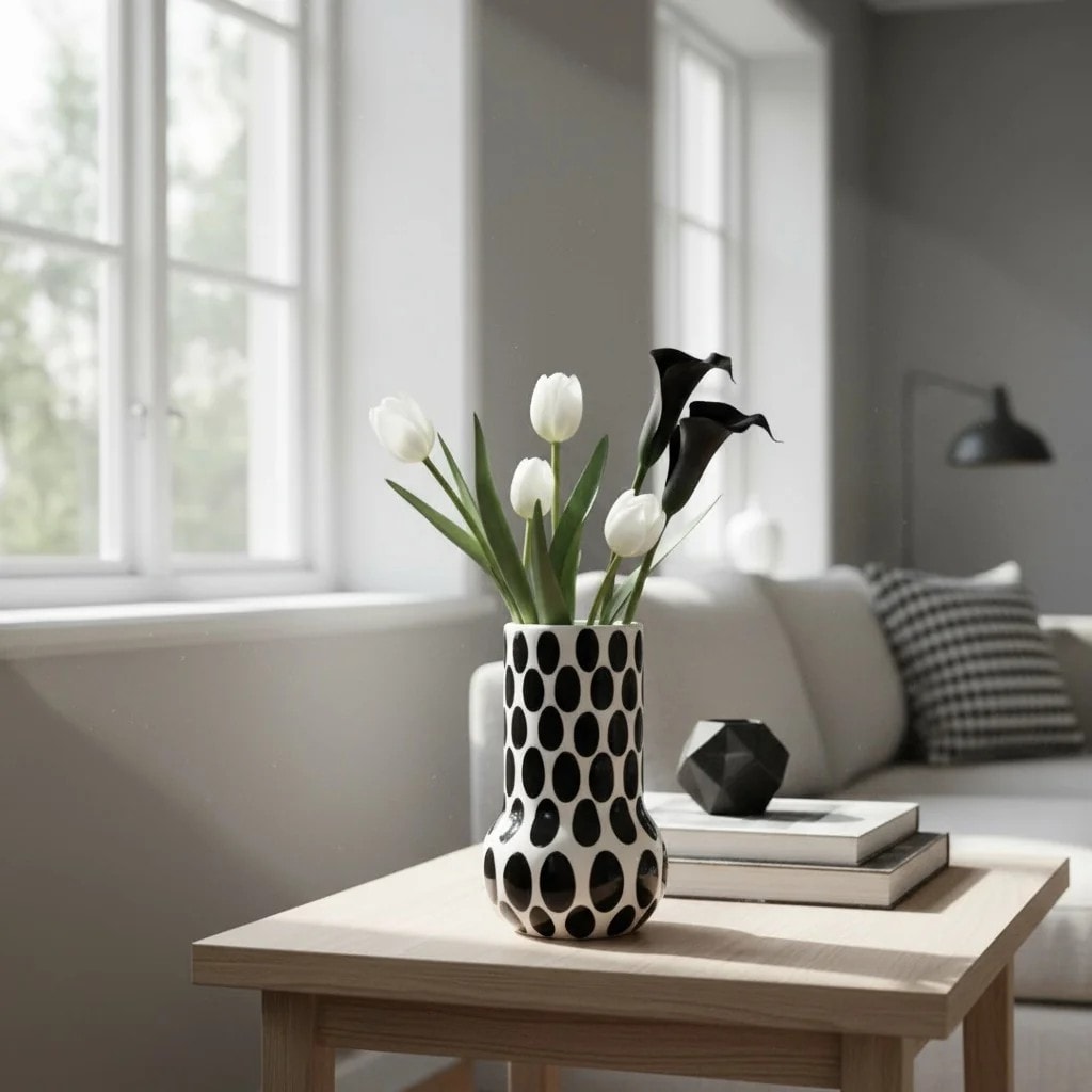 Black Spotted Ceramic Vase