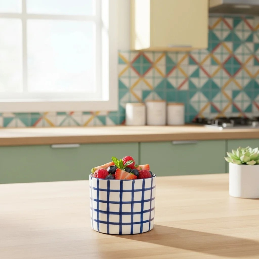 Stoneware Striped Bowl