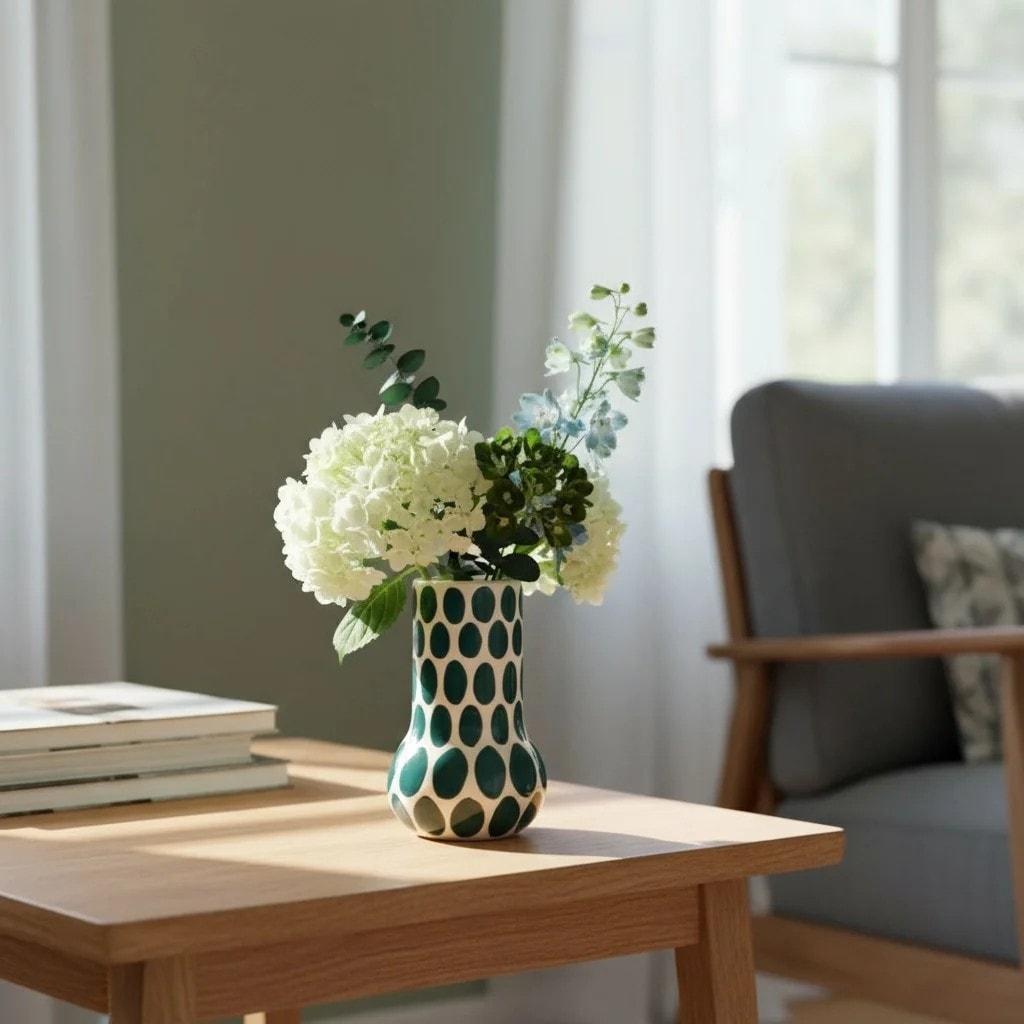 Green Speckled Ceramic Vase