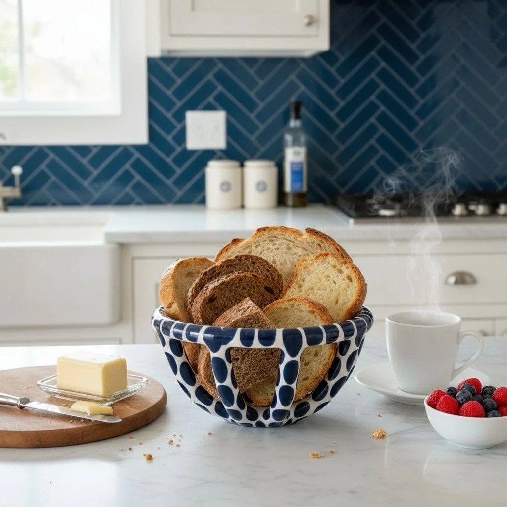 Blue Spotted Ceramic Basket