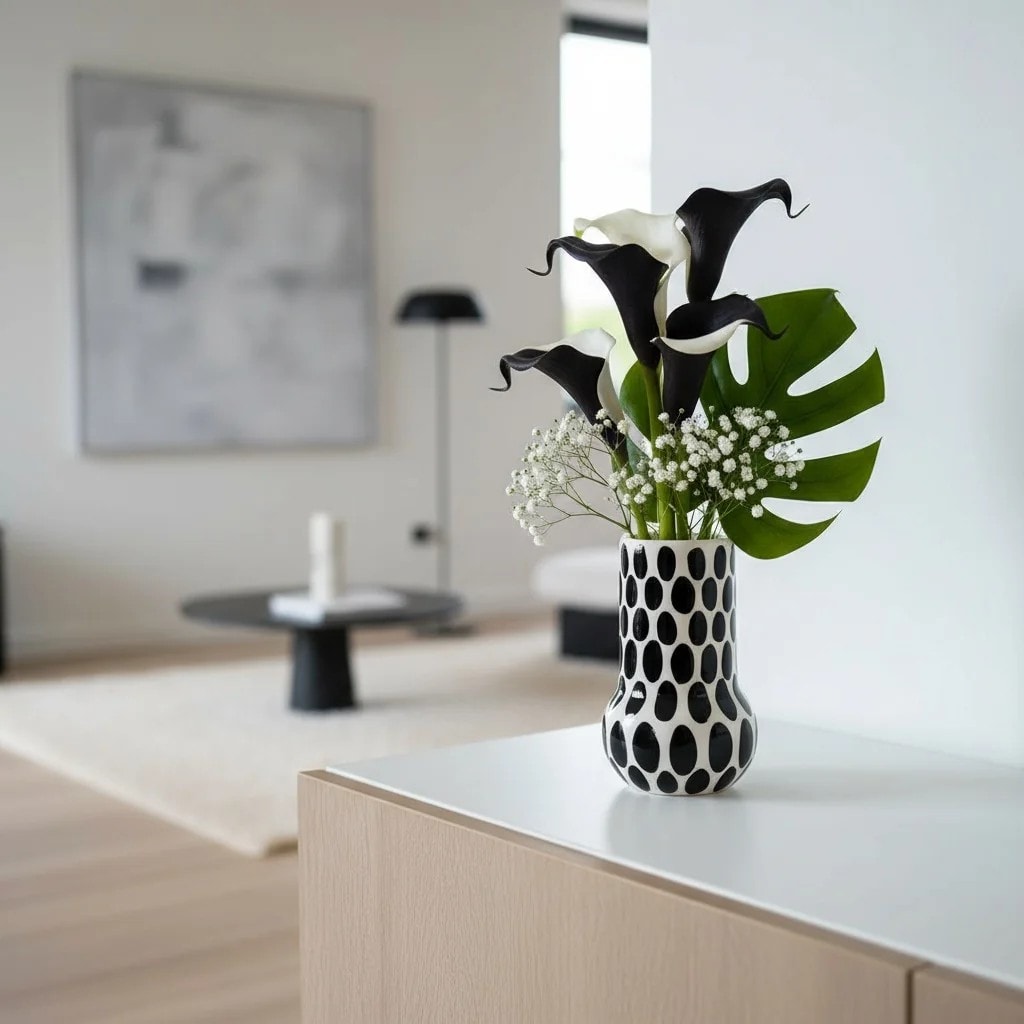 Black Spotted Ceramic Vase