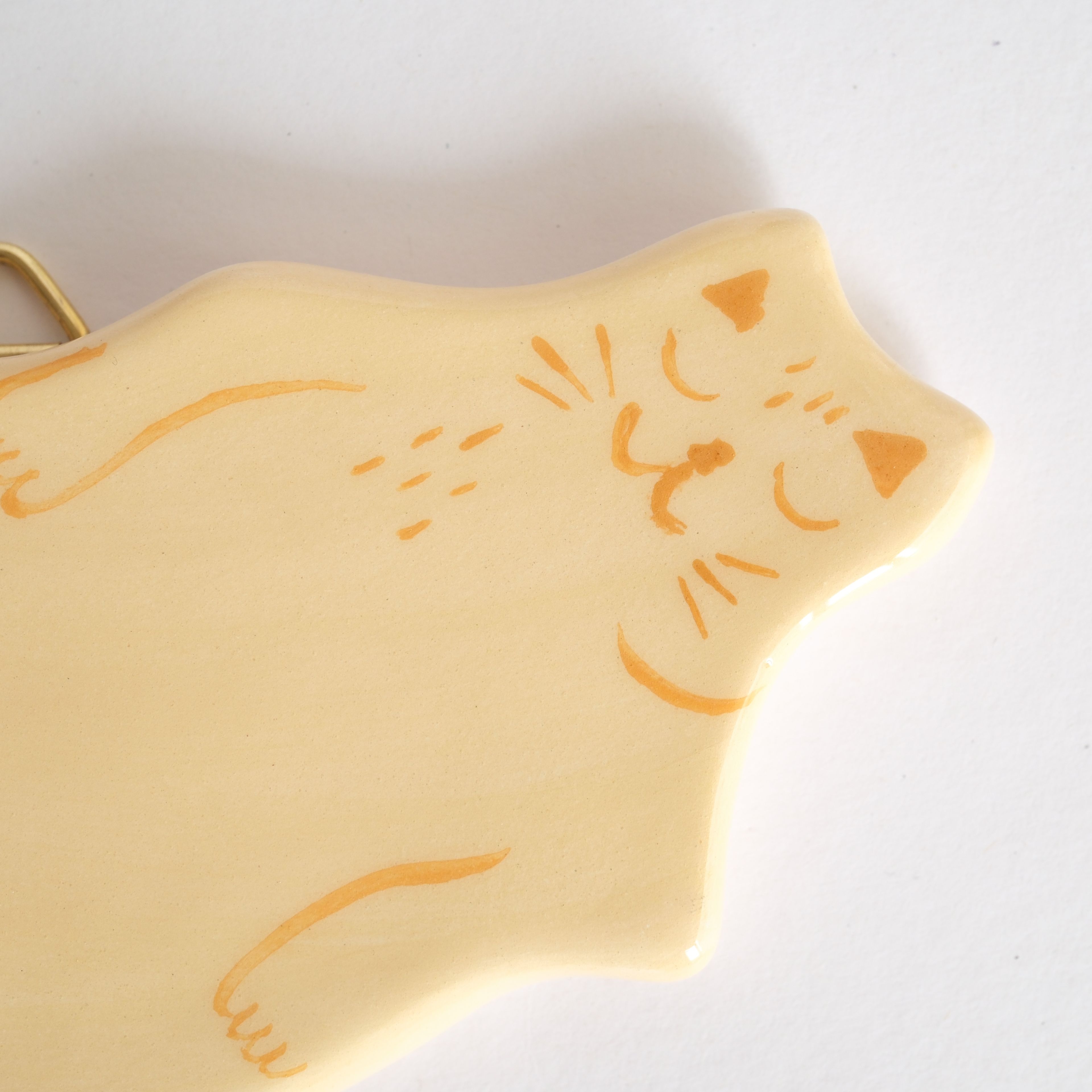 Ceramic Yellow Cat Wall Ornament