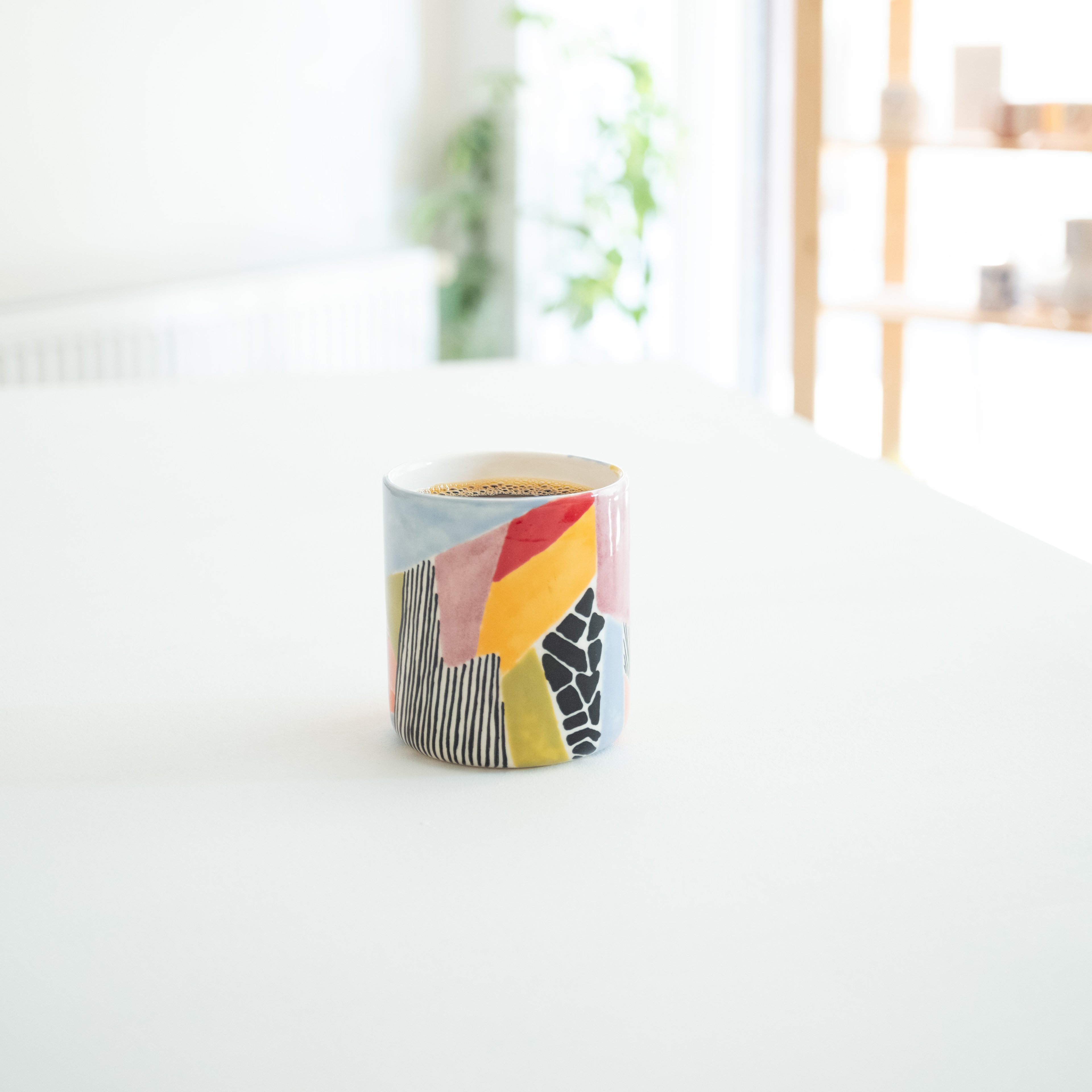 Striped Ceramic Handleless Tumbler