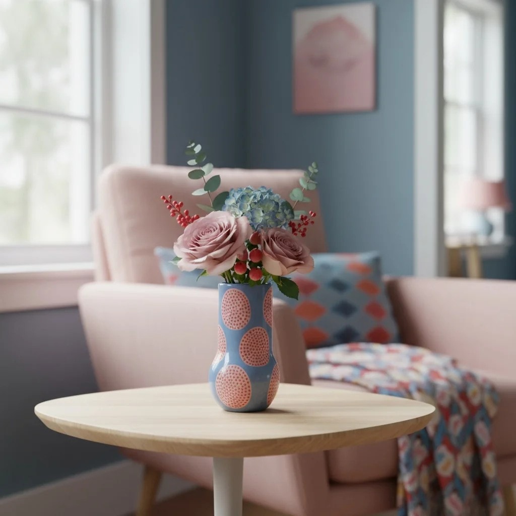 Pink Spotted Ceramic Vase