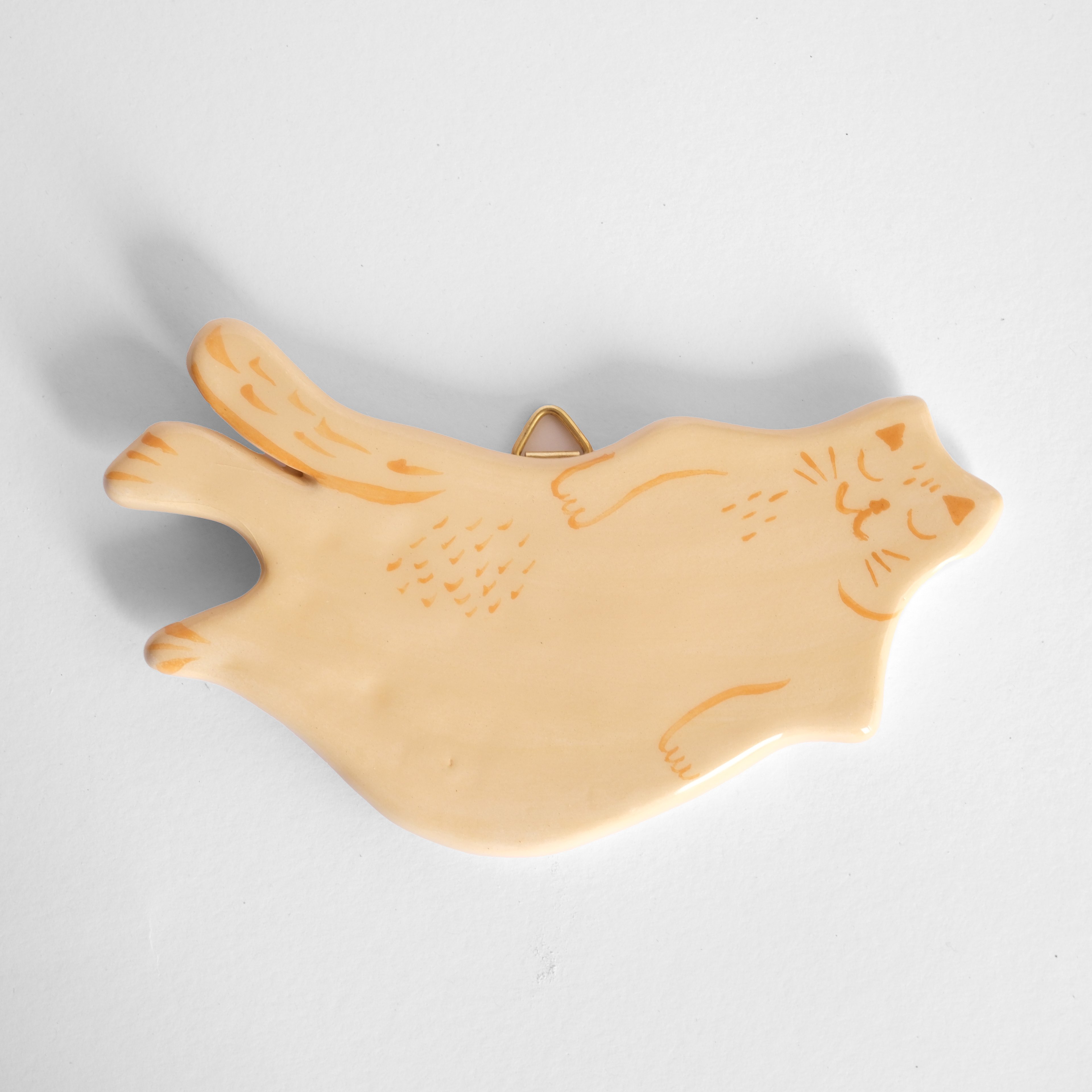 Ceramic Yellow Cat Wall Ornament