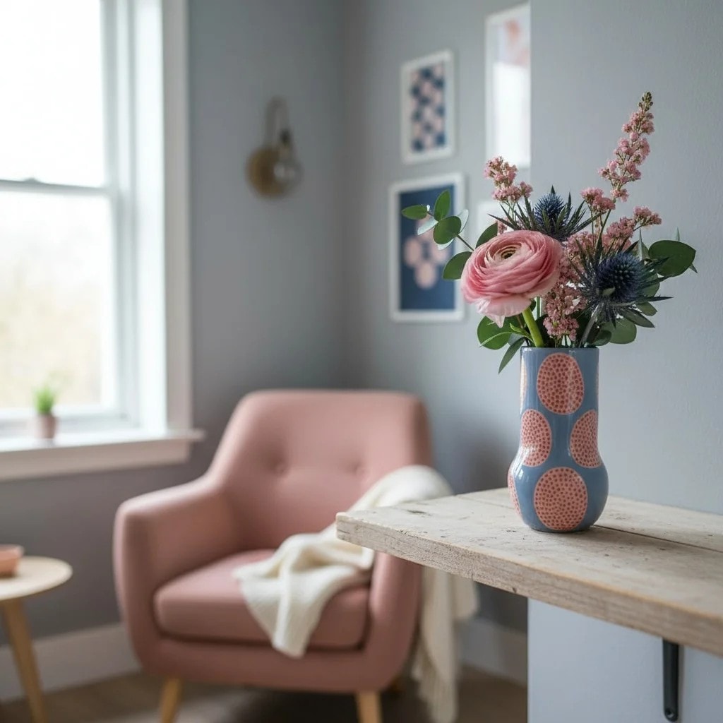 Pink Spotted Ceramic Vase