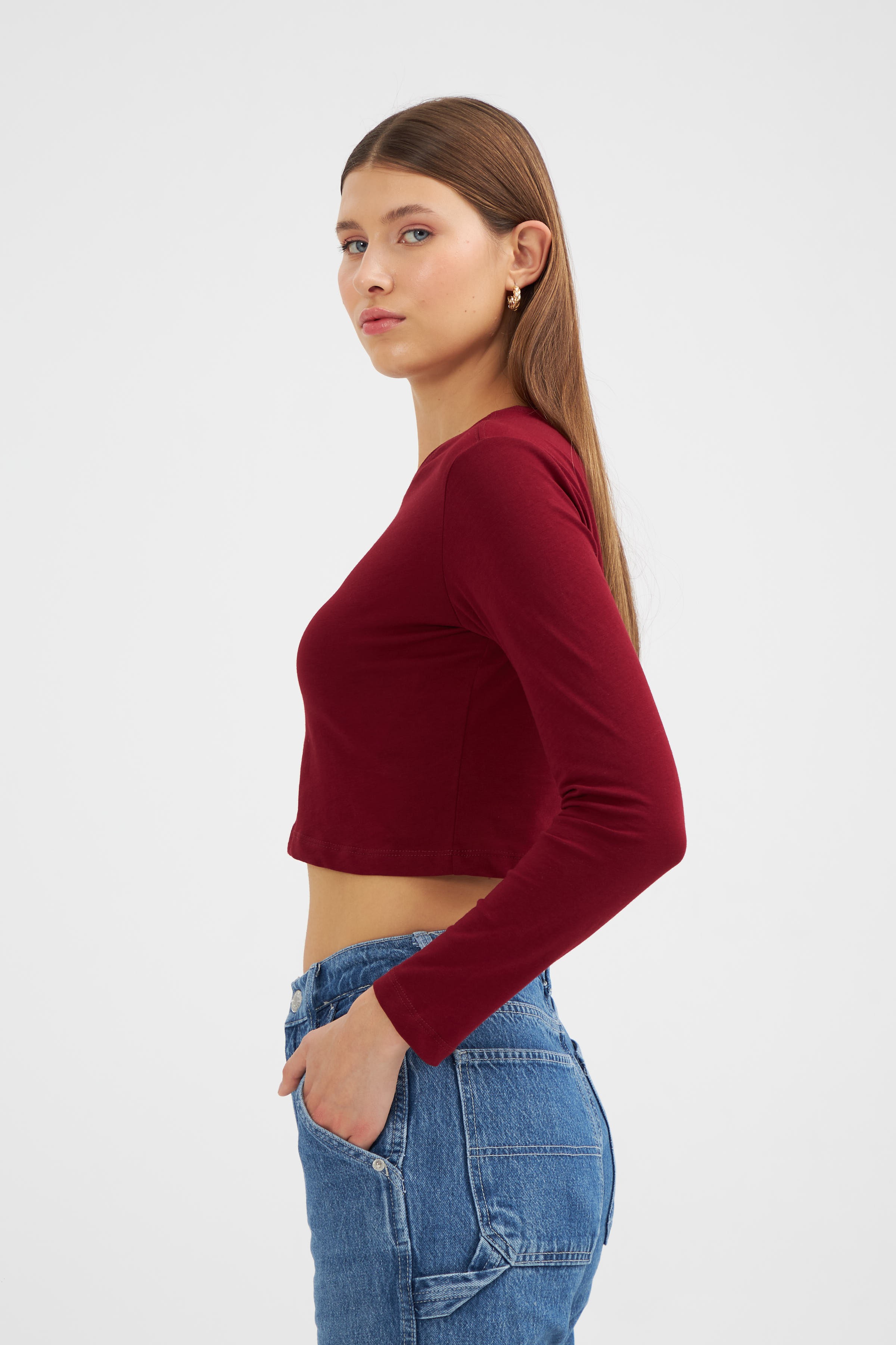 Kadın Crop Uzun Kol Slim Fit T-Shirt 2024547