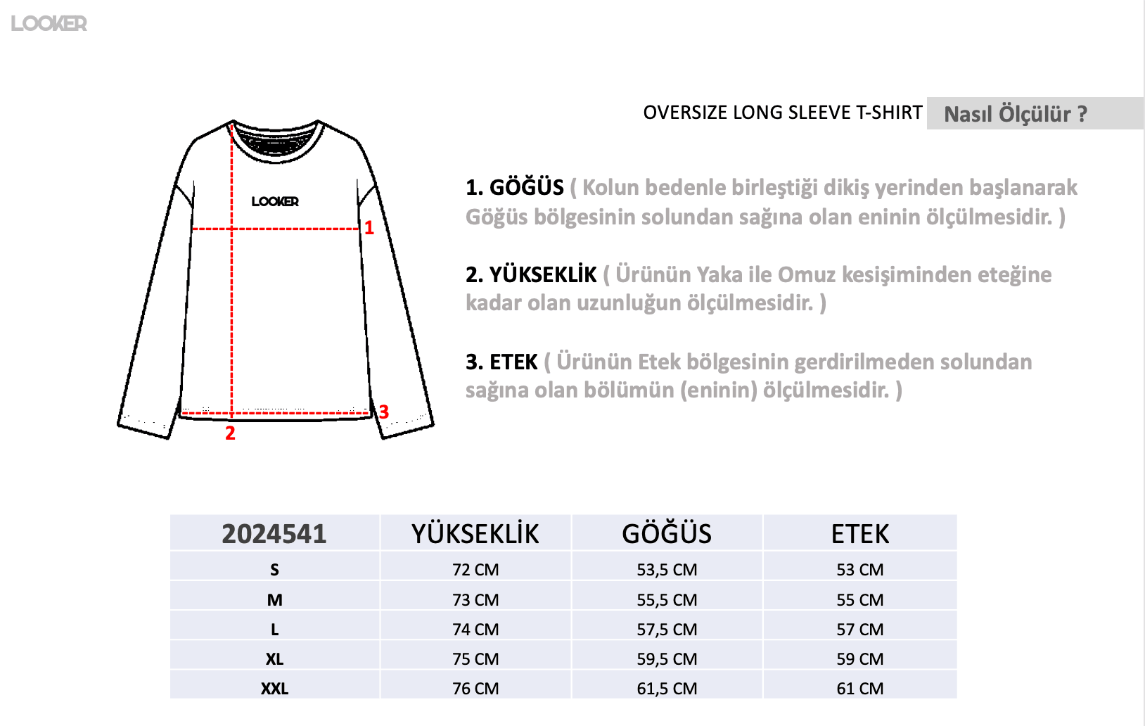 Erkek Oversize Uzun Kol T-Shirt 2024541